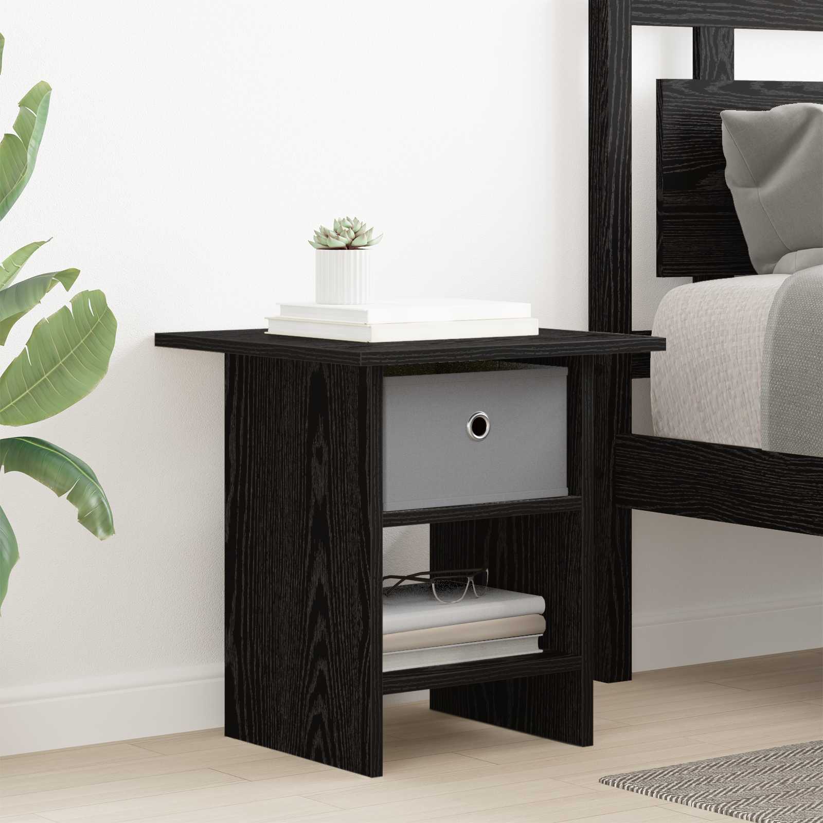 Bedside Table 2 pcs Black Oak 41 x 40 x 45 cm Engineered Wood