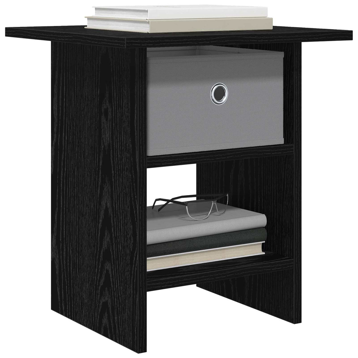 Bedside Table 2 pcs Black Oak 41 x 40 x 45 cm Engineered Wood