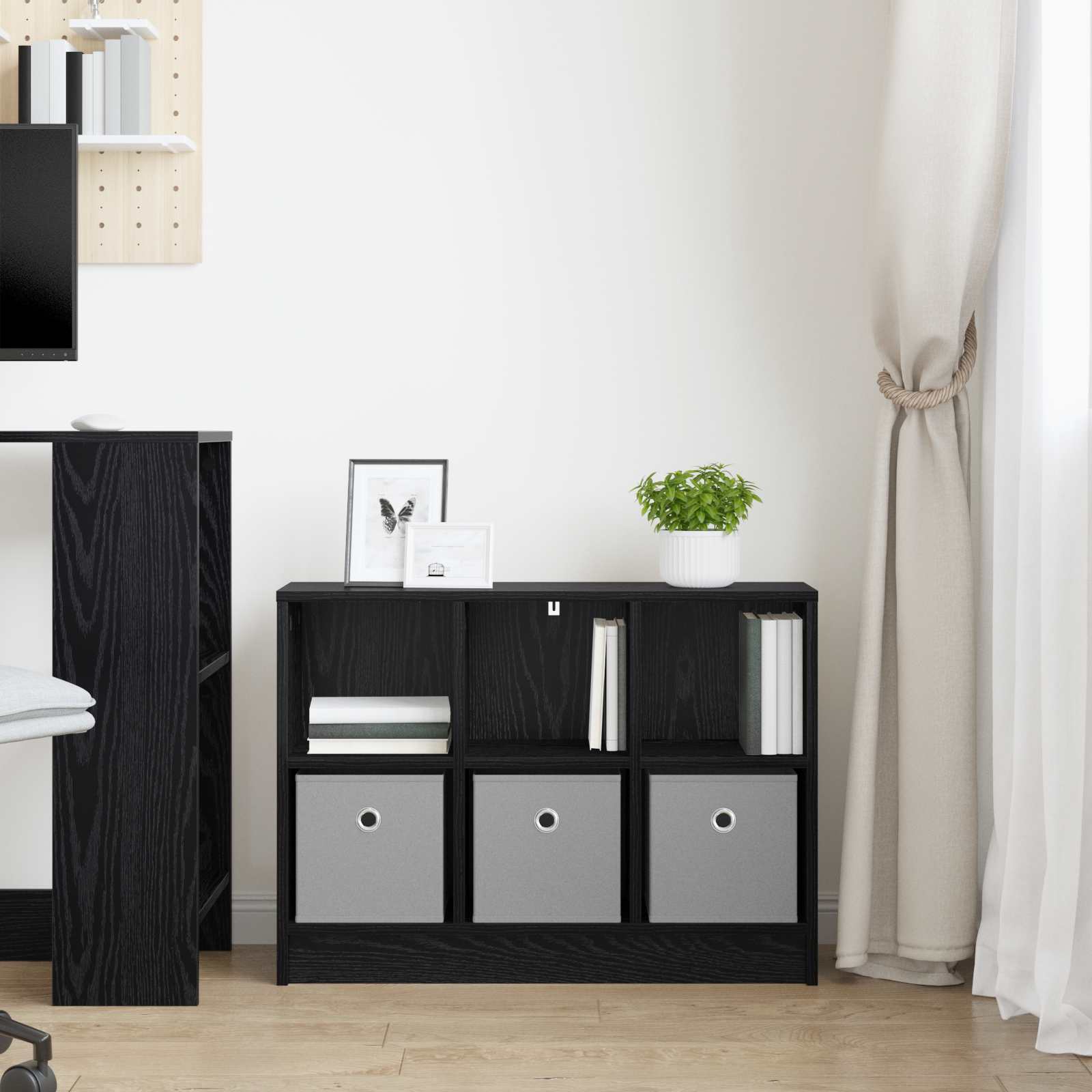 Sideboard with Drawer Black Oak 73.5 x 22.5 x 53.5 cm