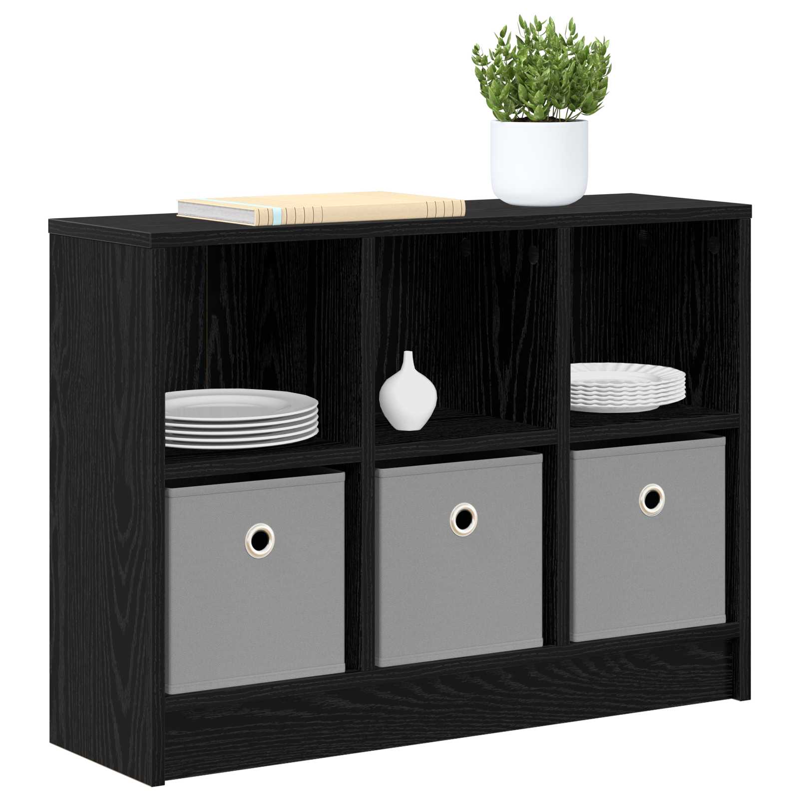 Sideboard with Drawer Black Oak 73.5 x 22.5 x 53.5 cm