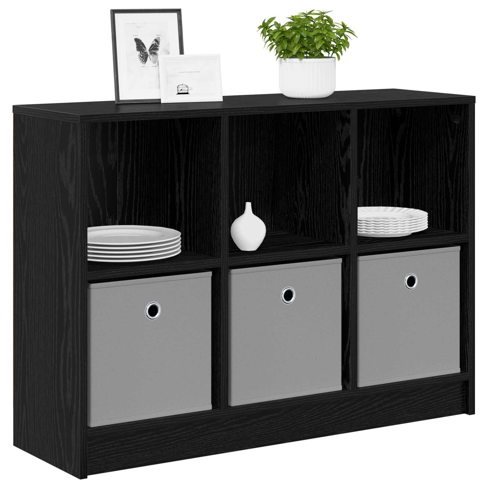 Sideboard with Drawer Black Oak 88.5 x 27.5 x 63.5 cm