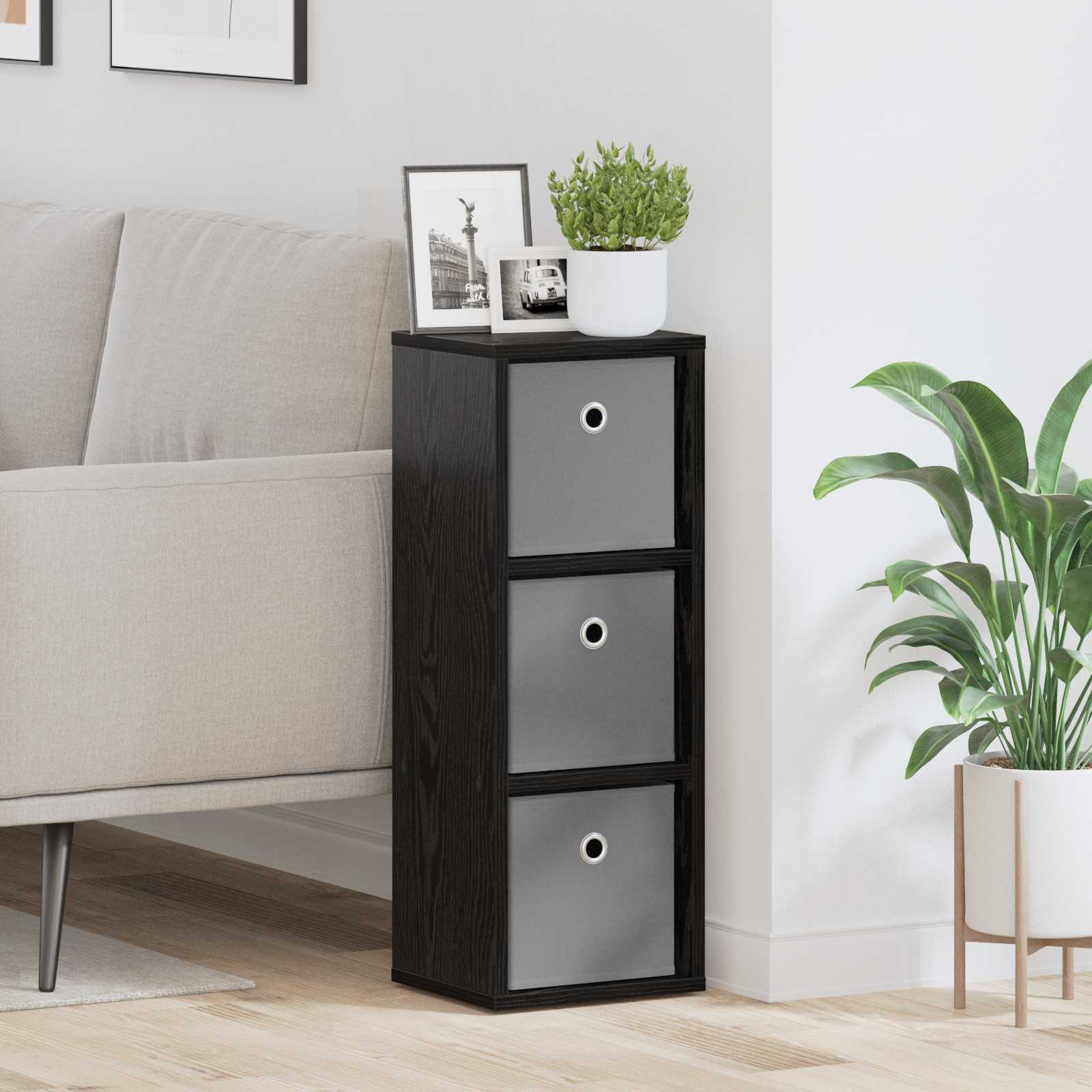 Sideboard with Drawer Black Oak 25.5 x 22 x 69.5 cm