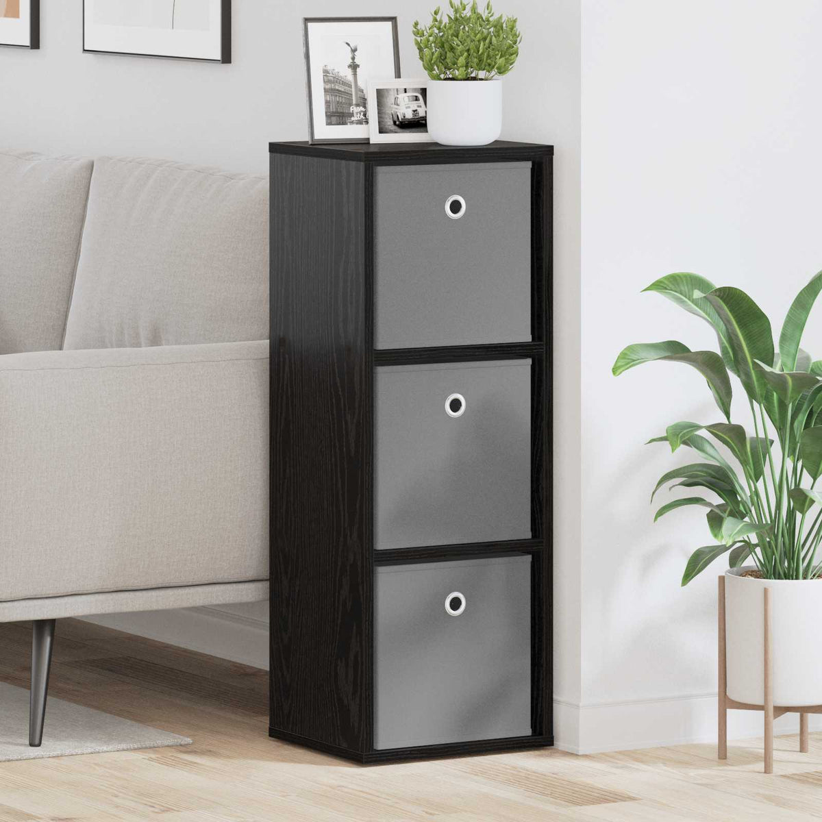 Sideboard with Drawer Black Oak 30.5 x 27 x 84.5 cm