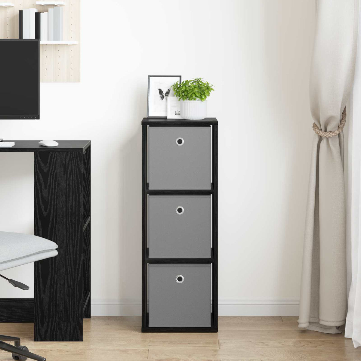 Sideboard with Drawer Black Oak 30.5 x 27 x 84.5 cm