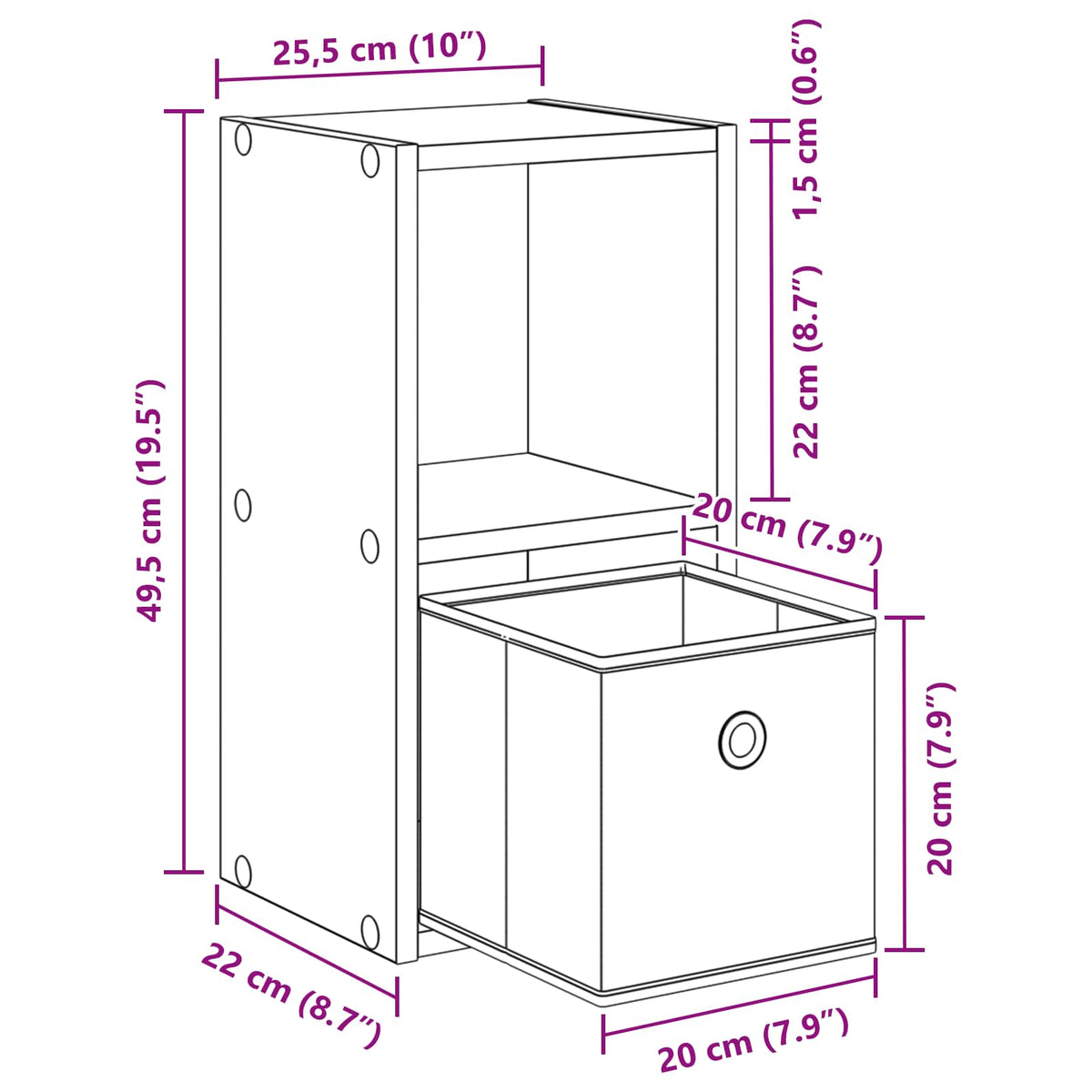 Bedside Table 2 pcs White 25.5 x 22 x 49.5 cm Engineered Wood