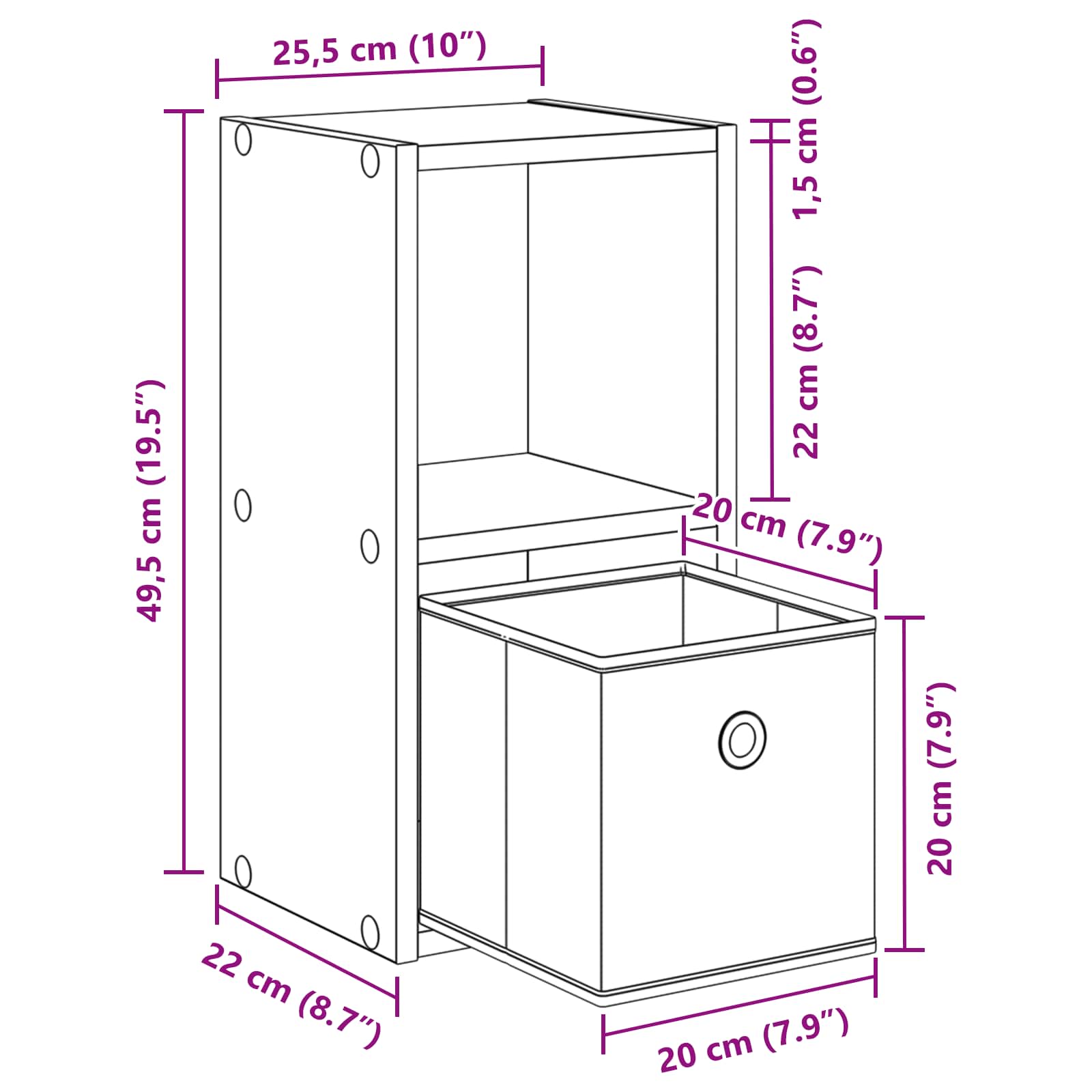 Bedside Table 2 pcs White 25.5 x 22 x 49.5 cm Engineered Wood