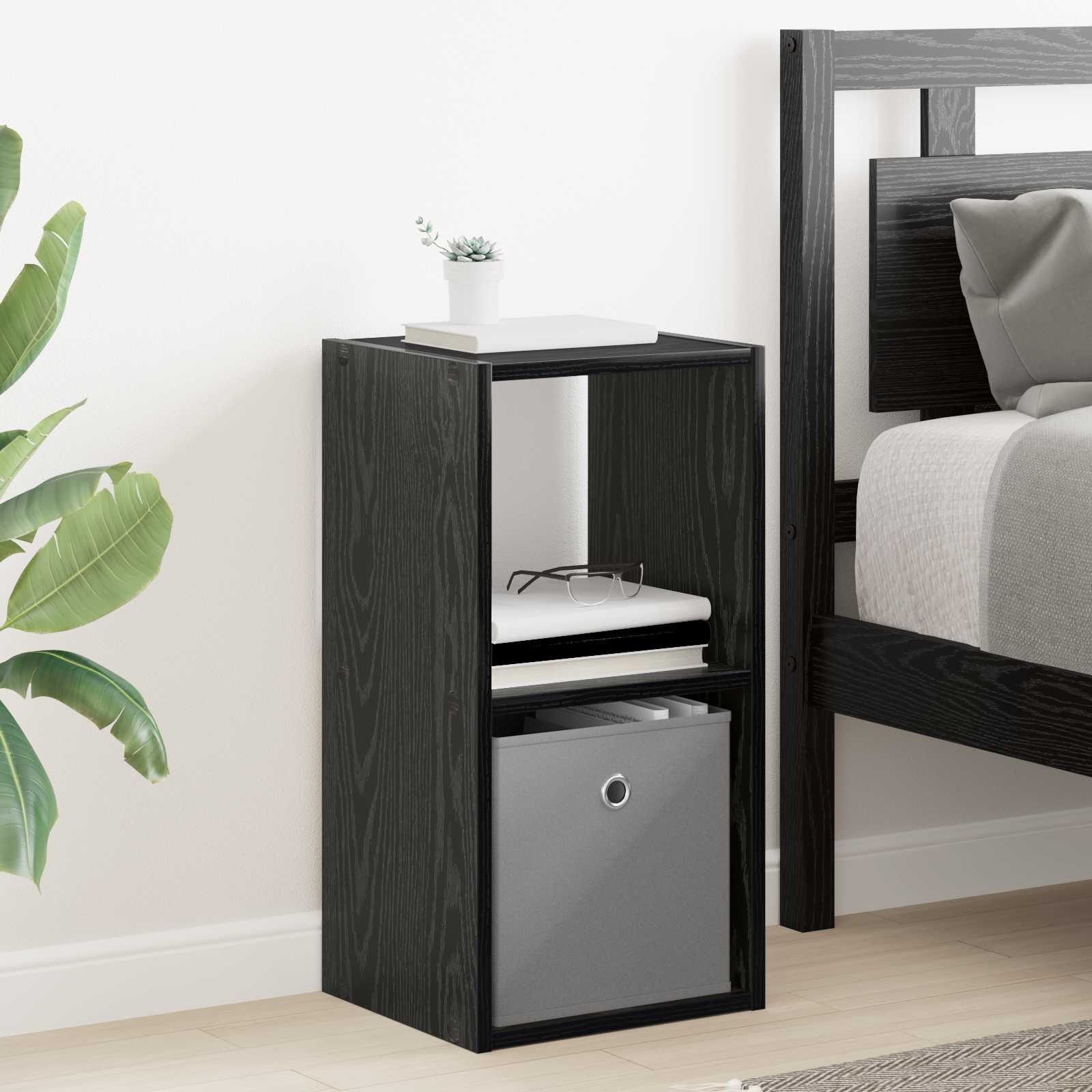 Bedside Table with Drawer 2 pcs Black Oak 30.5 x 27 x 59.5 cm