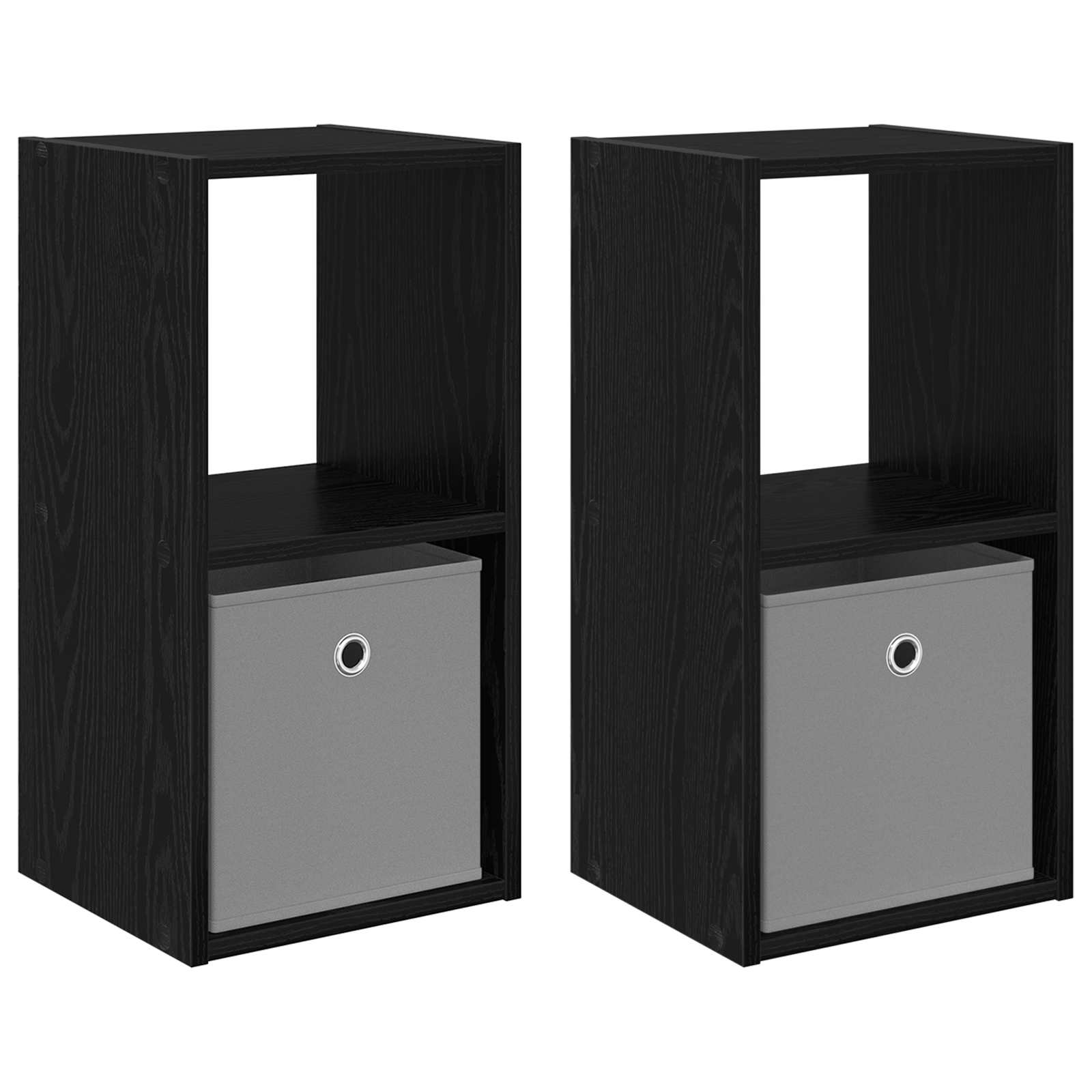 Bedside Table with Drawer 2 pcs Black Oak 30.5 x 27 x 59.5 cm
