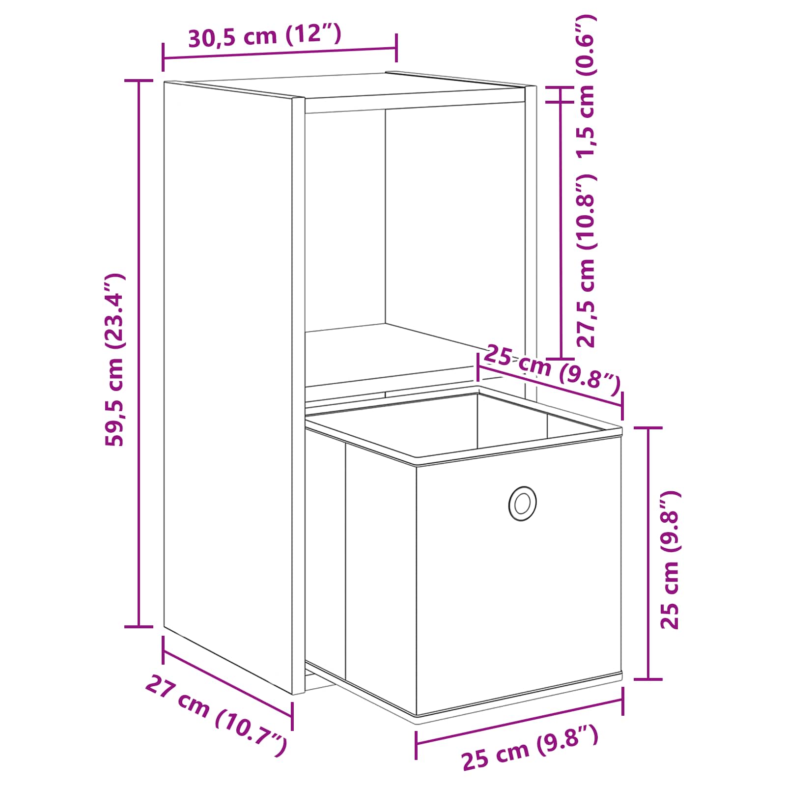 Bedside Table with Drawer 2 pcs Black Oak 30.5 x 27 x 59.5 cm