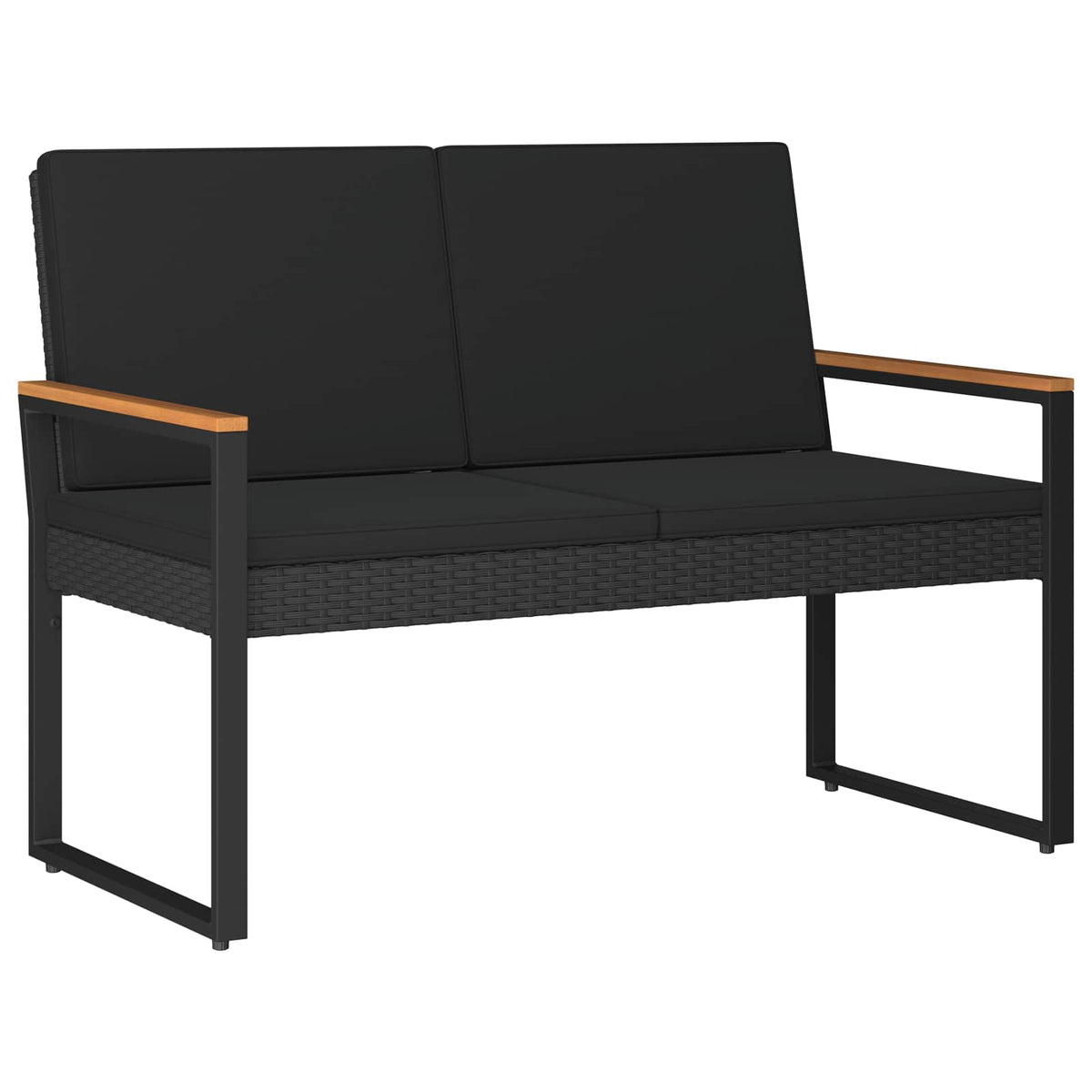 Outdoor Furniture Set with Cushion 4 pcs Black Poly Rattan