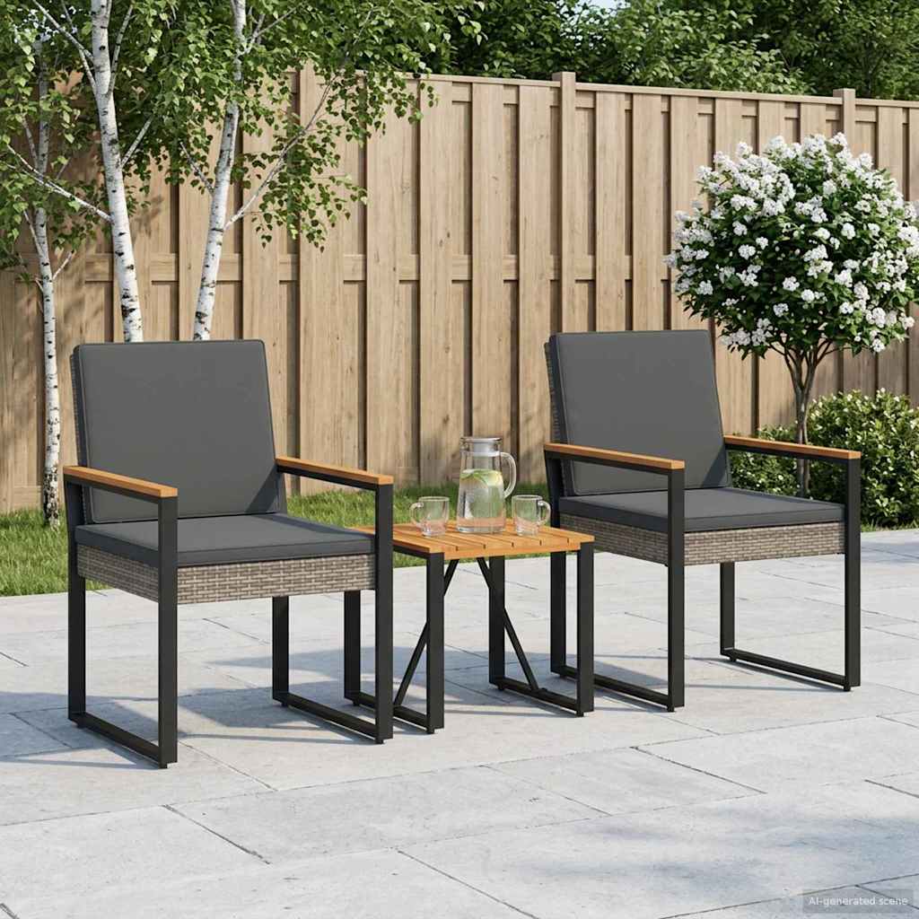 Outdoor Furniture Set 3 pcs Grey and Dark Grey Poly Rattan