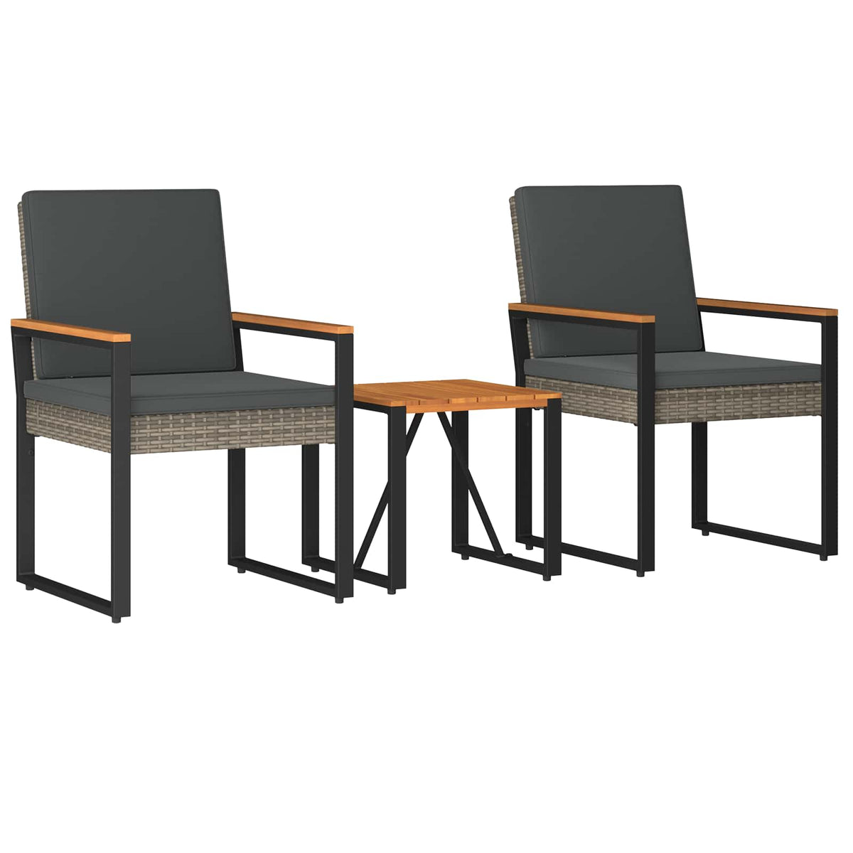 Outdoor Furniture Set 3 pcs Grey and Dark Grey Poly Rattan
