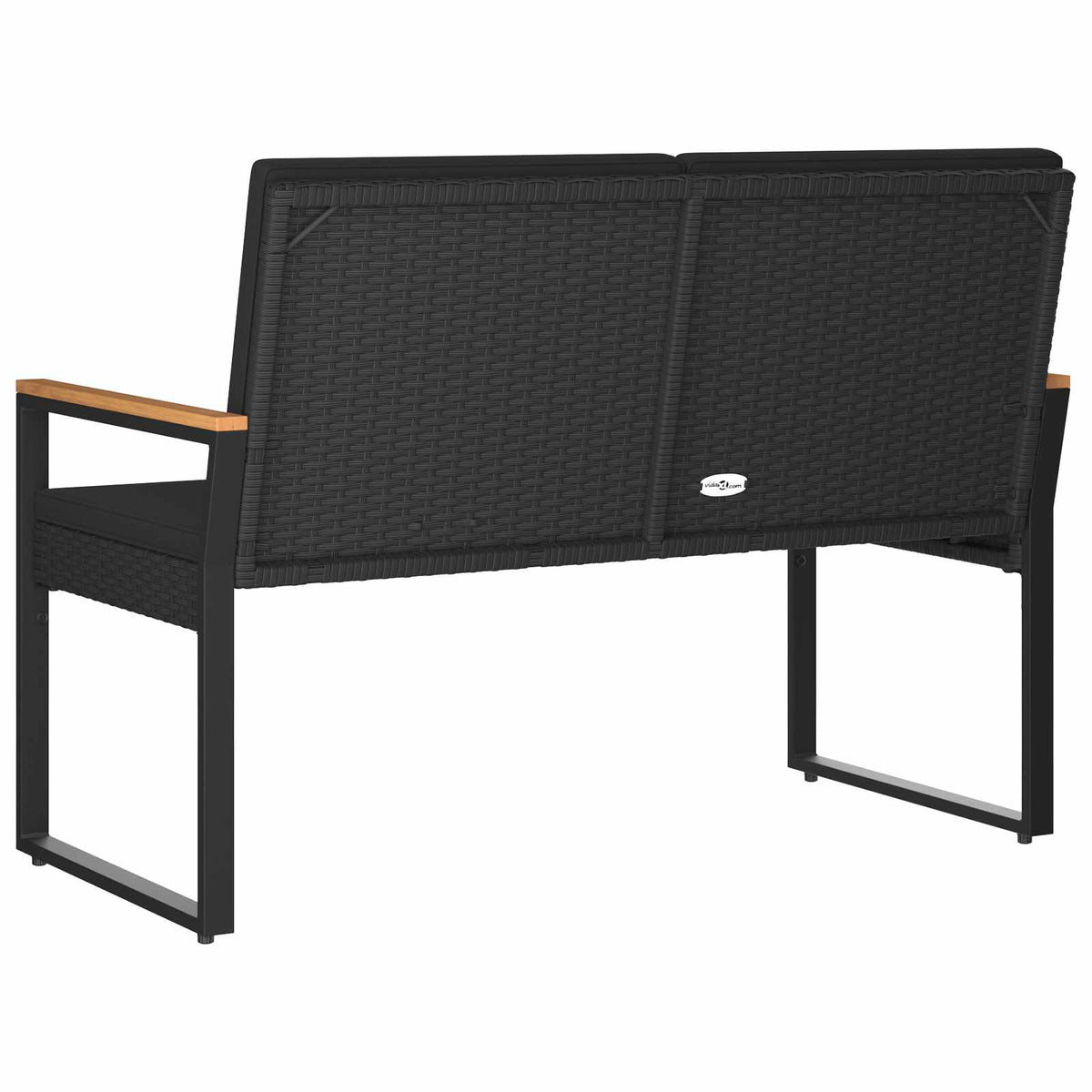 Outdoor Bench with Cushion Black 107 x 61 x 80 cm Poly Rattan