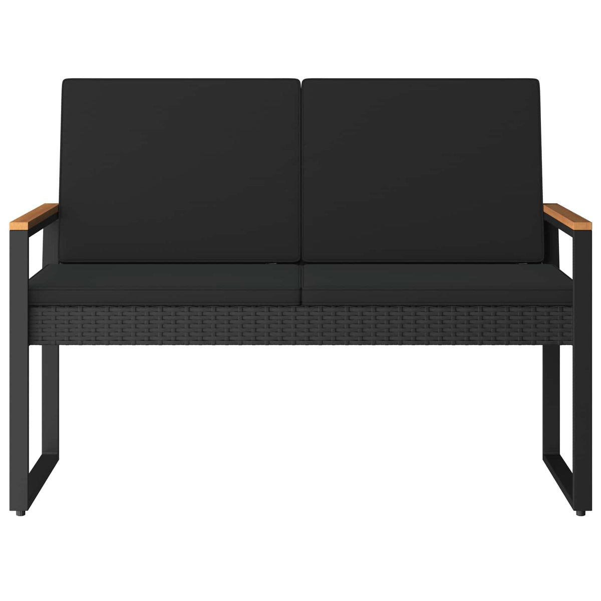 Outdoor Bench with Cushion Black 107 x 61 x 80 cm Poly Rattan