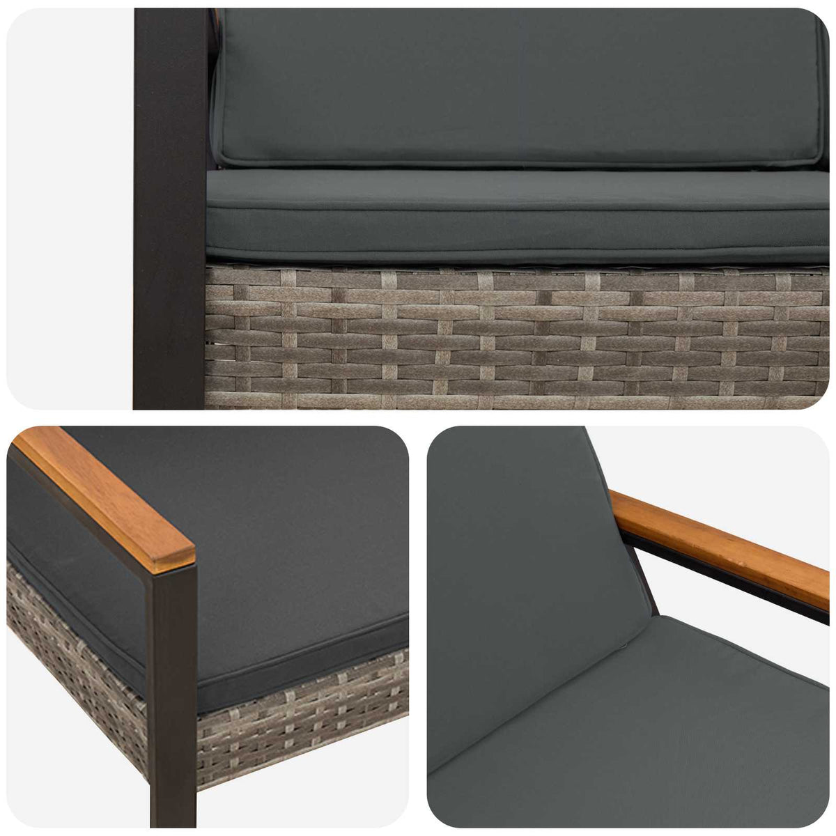 Outdoor Bench Grey and Dark Grey 107 x 61 x 80 cm Poly Rattan