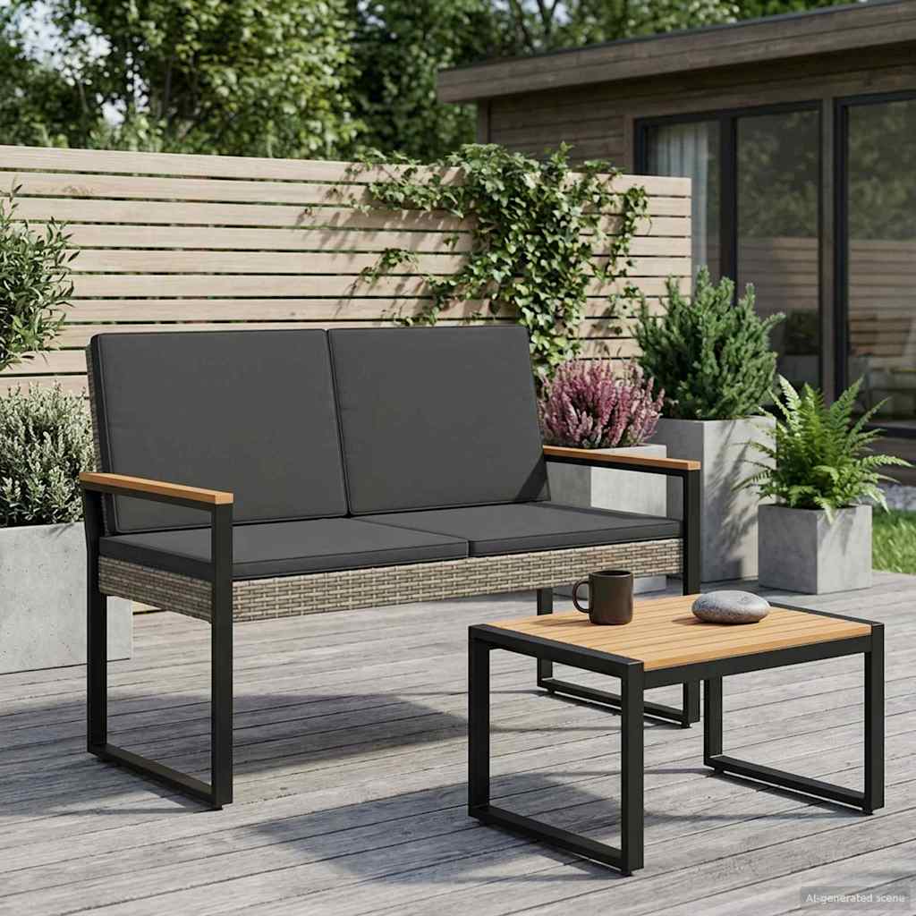 Outdoor Bench Grey and Dark Grey 107 x 61 x 80 cm Poly Rattan