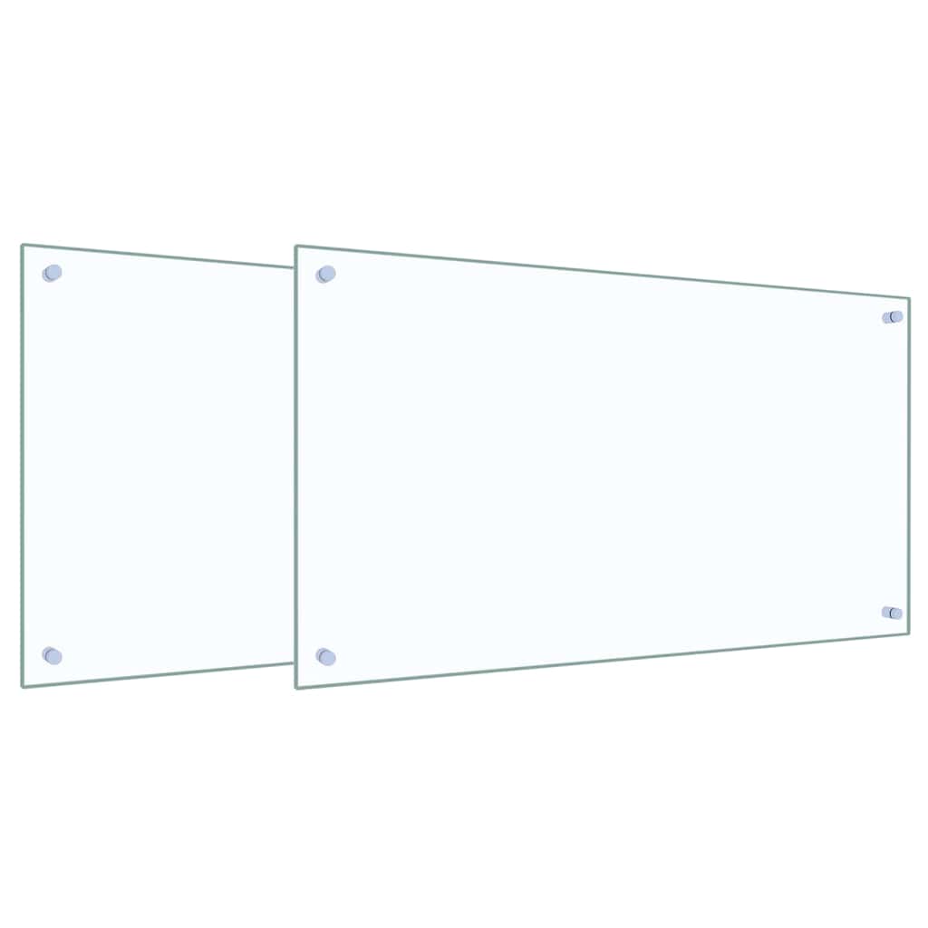 Kitchen Backsplash 2 pcs Transparent 90 x 50 cm Tempered Glass