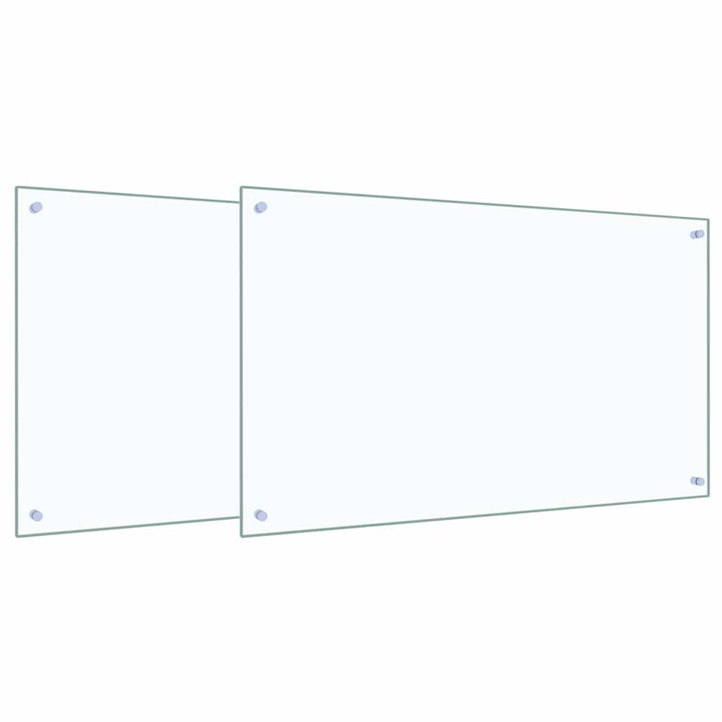 Kitchen Backsplash 2 pcs Transparent 100 x 60 cm Tempered Glass