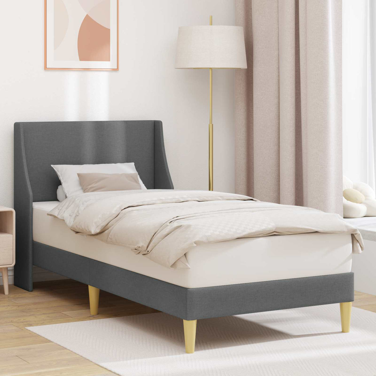 Bed Frame with Headboard Dark Grey 90 x 190 cm Velvet