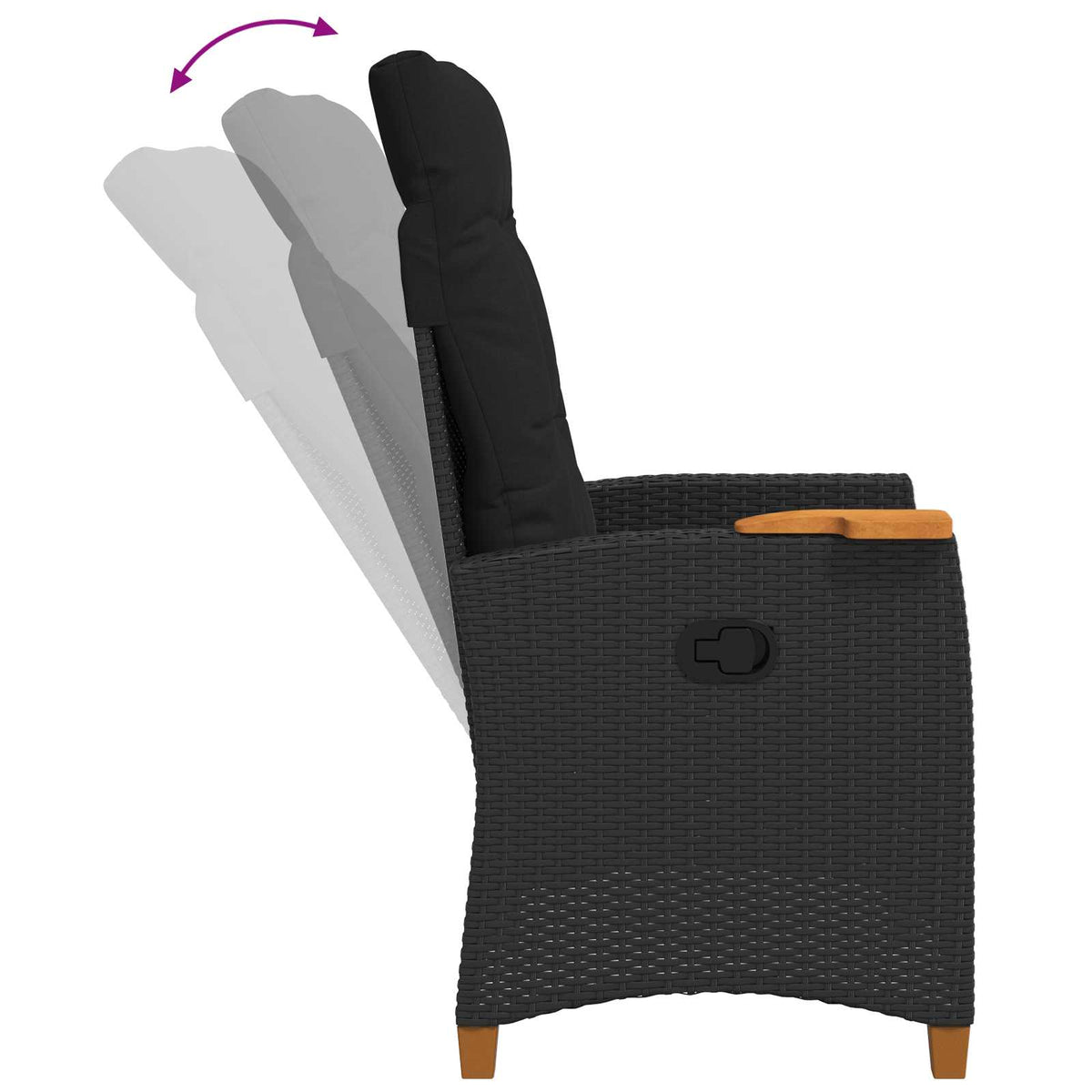 reclining chair with tea plate Black 62 x 64 x 112 cm