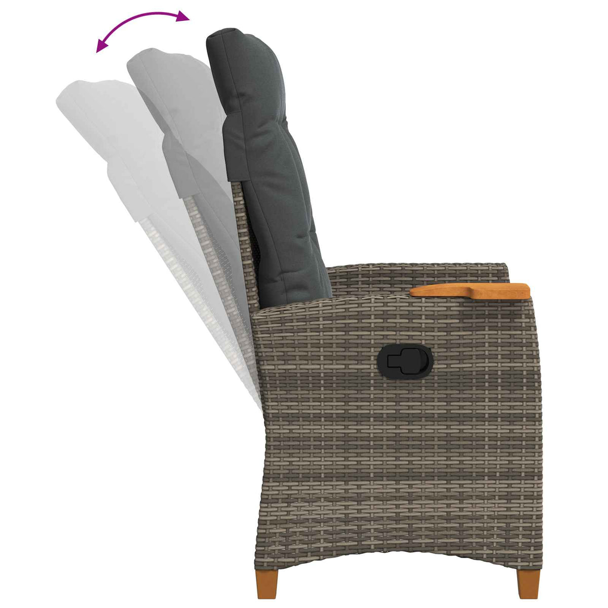 reclining chair with tea plate 62 x 64 x 112 cm Poly Rattan