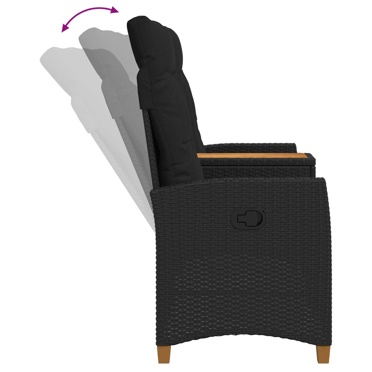 Reclining Bench with Table Black 126 x 65 x 112 cm Poly Rattan