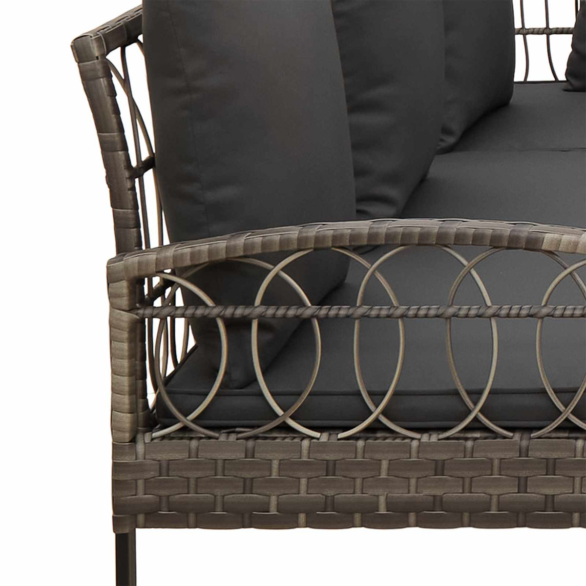 Garden sofa set with Cushion 2 pcs Grey Poly Rattan and Steel
