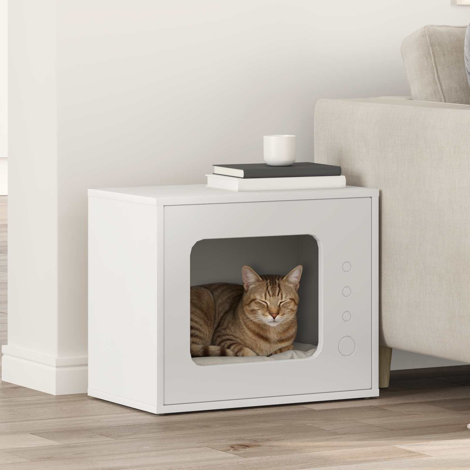 Cat House White 51 x 30 x 42 cm Engineered Wood