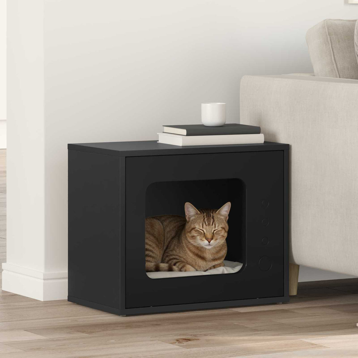 Cat House Black 51 x 30 x 42.5 cm Engineered Wood