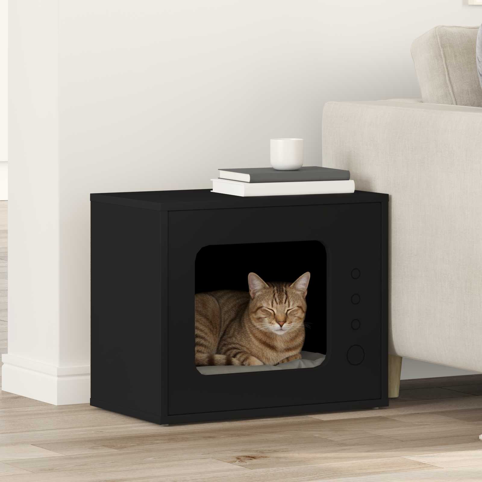 Cat House Black 51 x 30 x 42 cm Engineered Wood