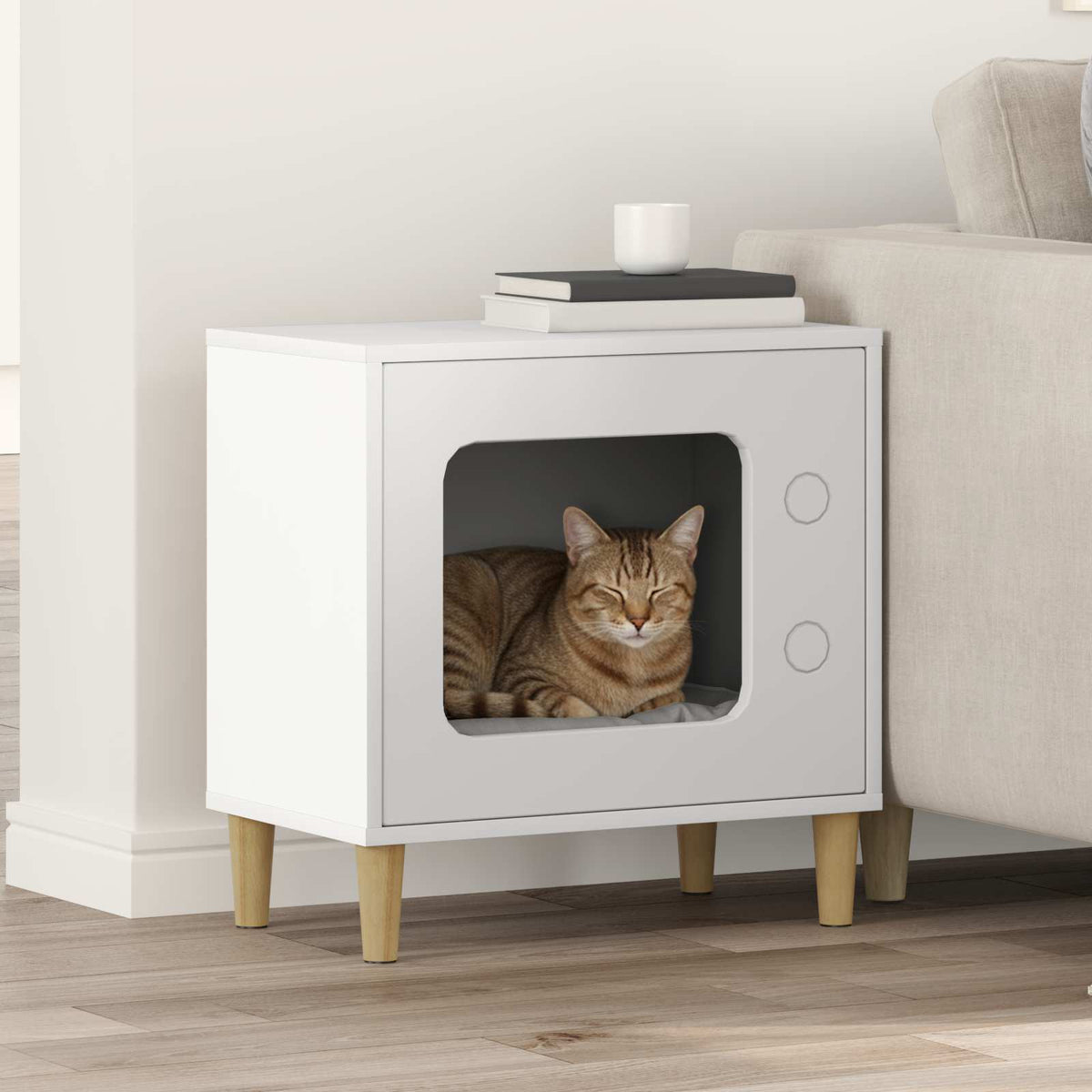 Cat House White 51 x 30 x 52 cm Engineered Wood