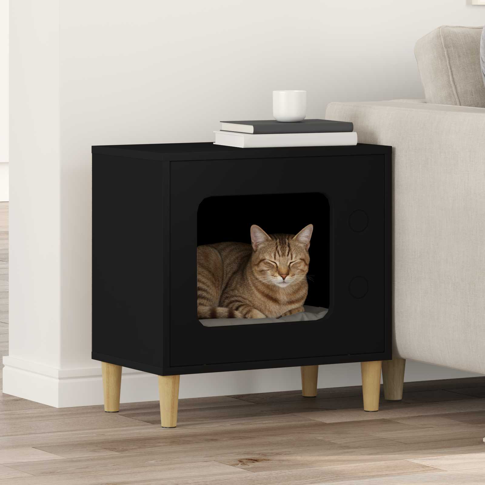 Cat House Black 51 x 30 x 52 cm Engineered Wood