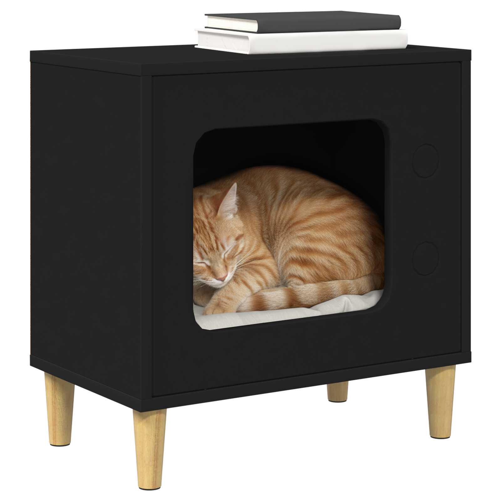 Cat House Black 51 x 30 x 52 cm Engineered Wood