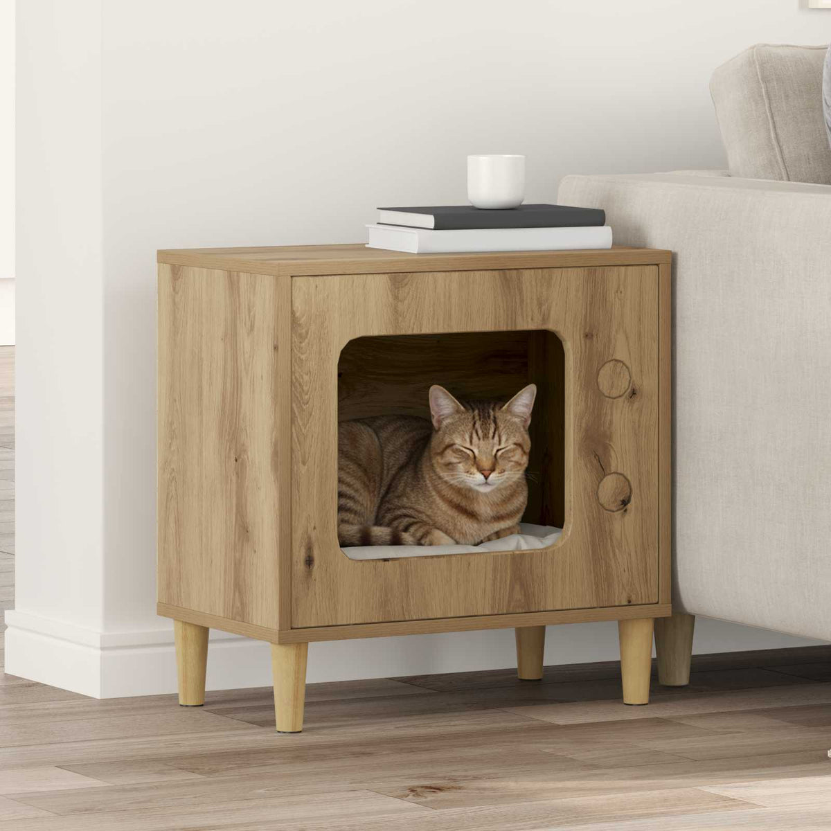 Cat House Artisian Oak 51 x 30 x 52 cm Engineered Wood