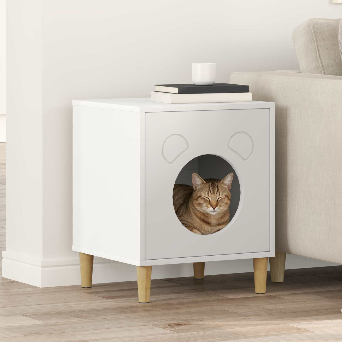 Cat House White 42.5 x 40 x 53 cm Engineered Wood