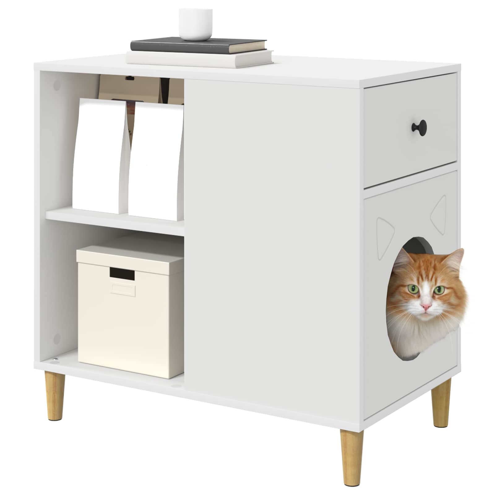 Cat House White 72 x 42.5 x 70 cm Engineered Wood