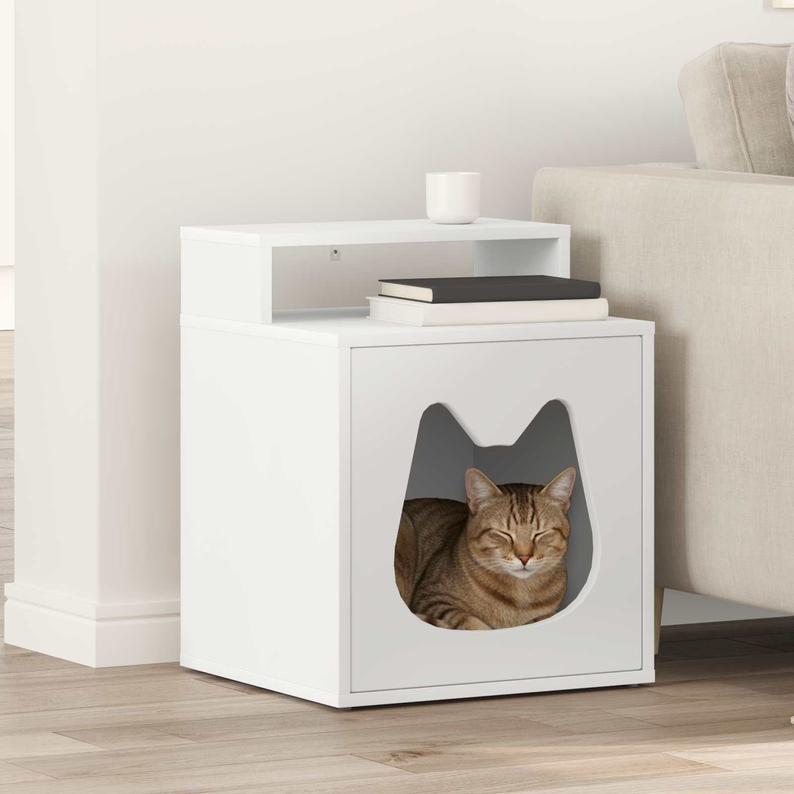 Cat House White 42.5 x 40 x 53.5 cm Engineered Wood