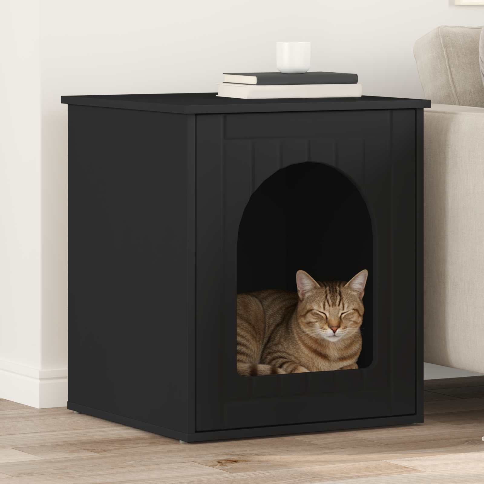 Cat House Black 53 x 52 x 62 cm Engineered Wood