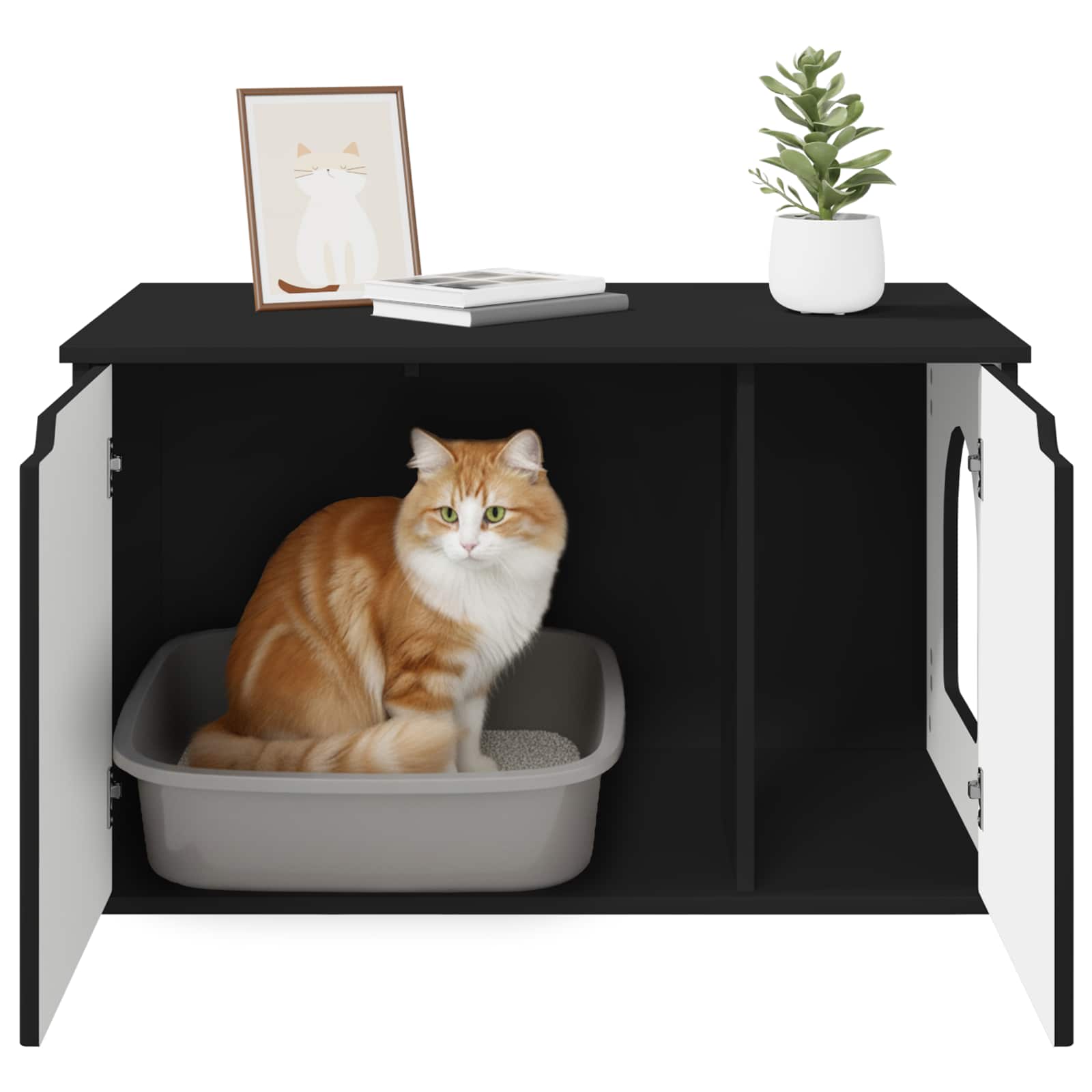 Cat House Black 85 x 55 x 50.5 cm Engineered Wood