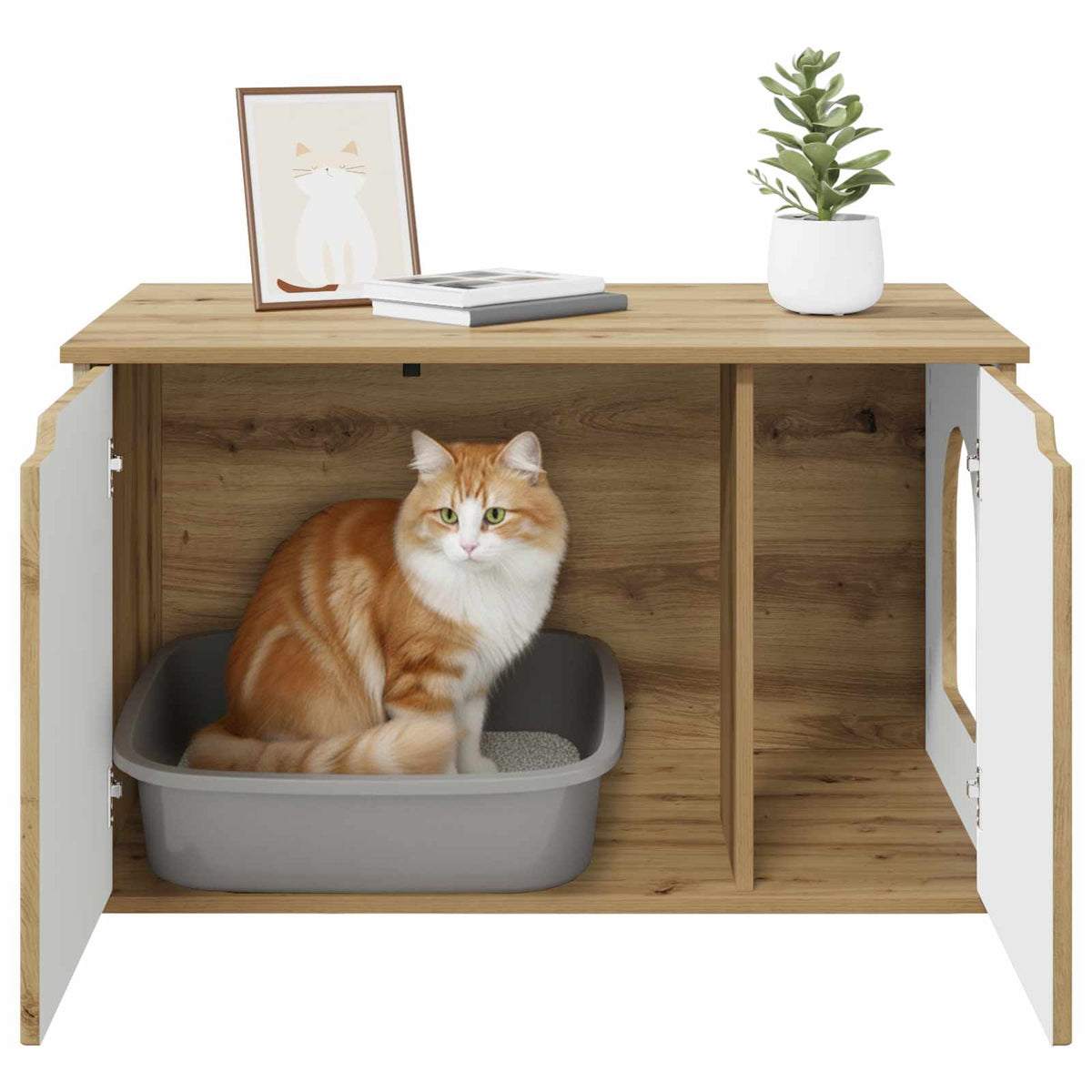 Cat House Artisian Oak 85 x 55 x 50.5 cm Engineered Wood