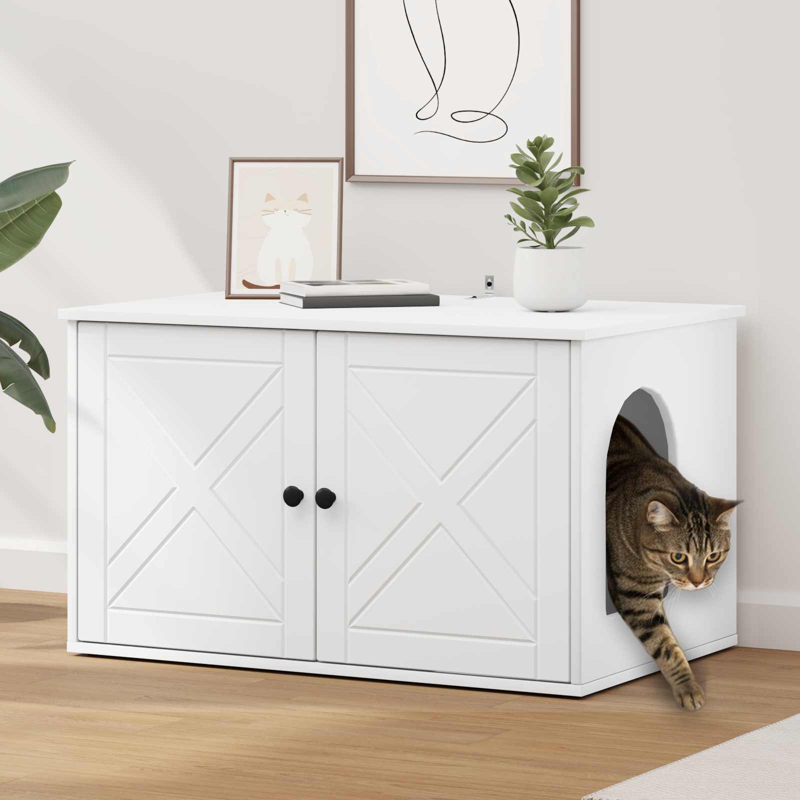 Cat House White 85 x 55 x 50.5 cm Engineered Wood