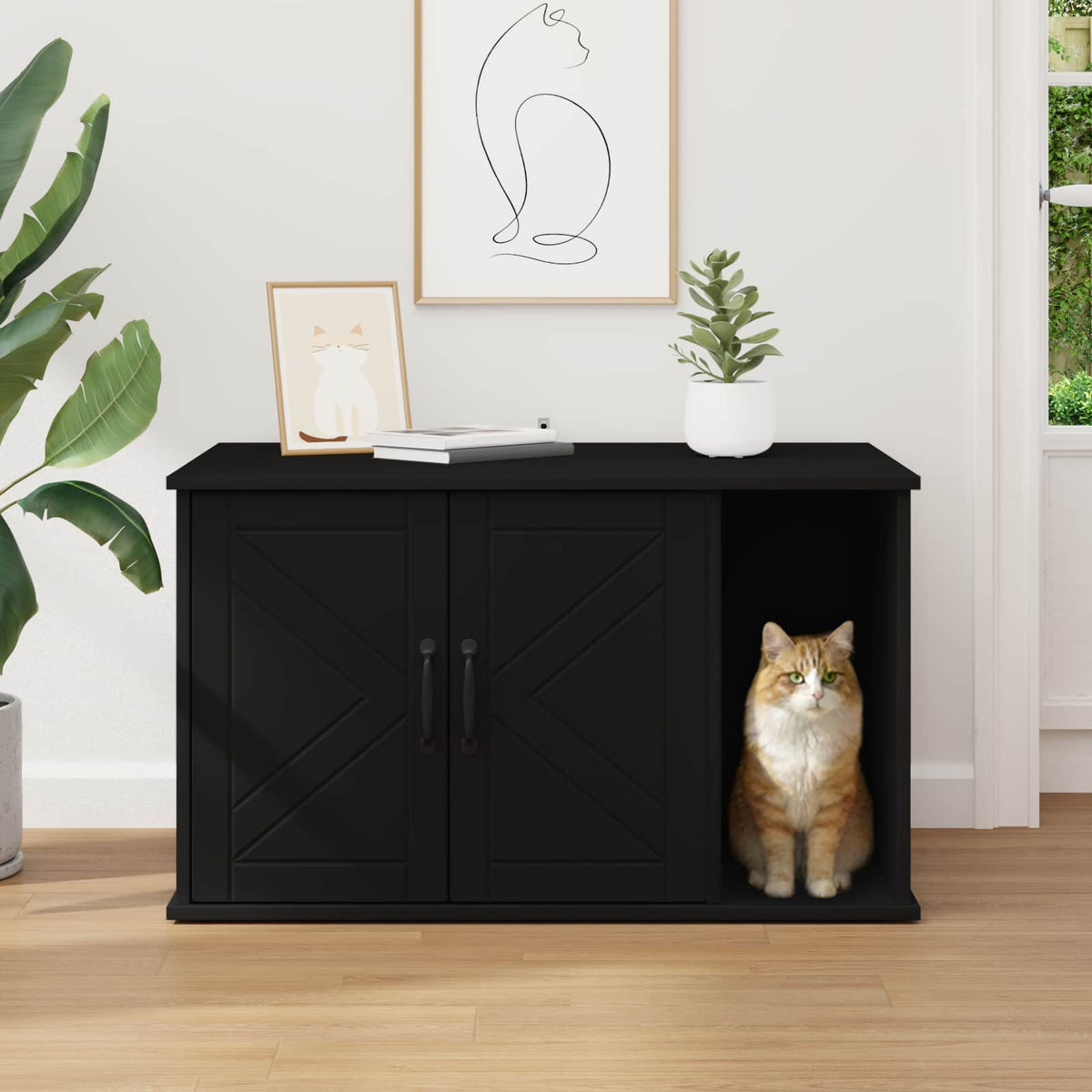 Cat House Black 85 x 55 x 50 cm Engineered Wood
