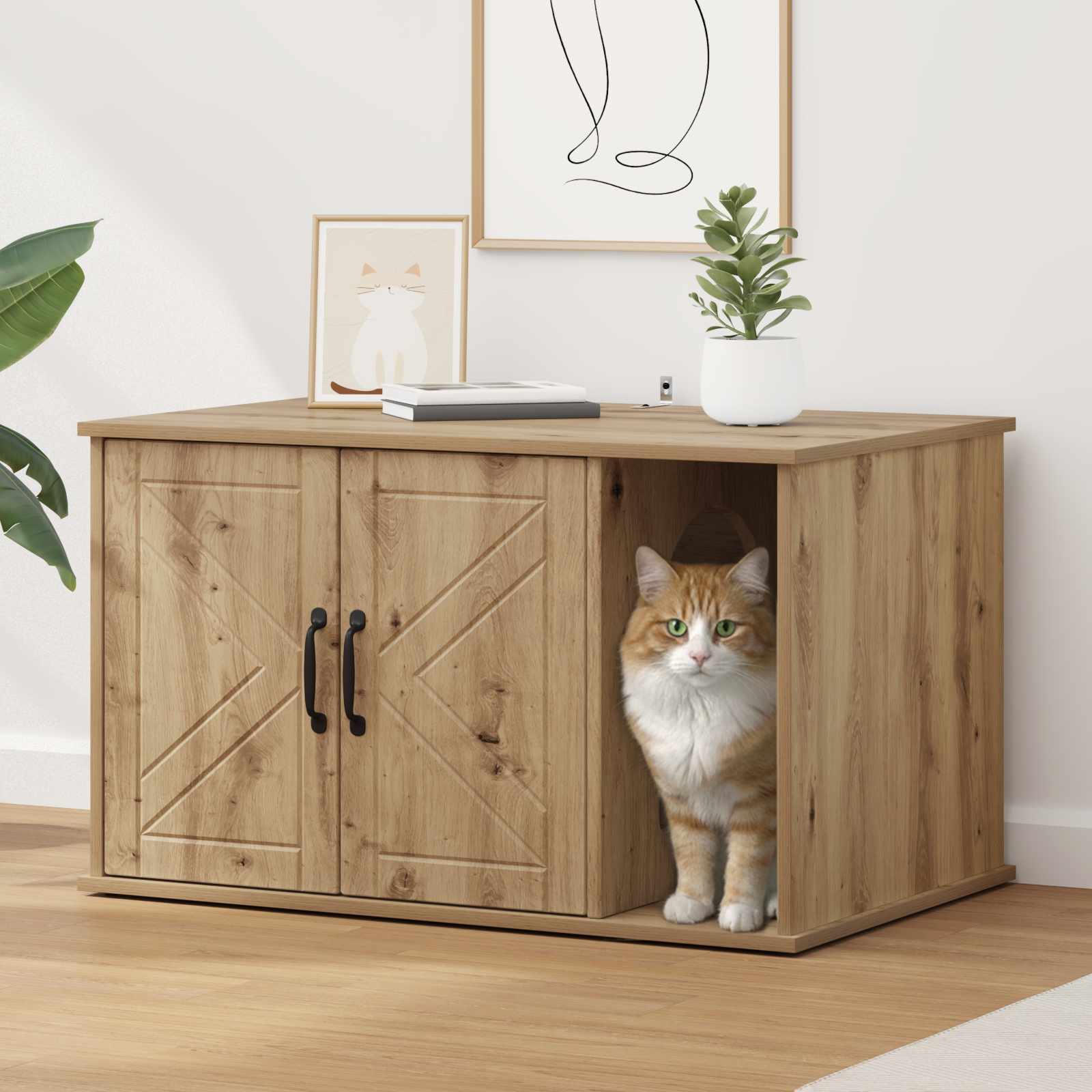 Cat House Artisian Oak 85 x 55 x 50 cm Engineered Wood