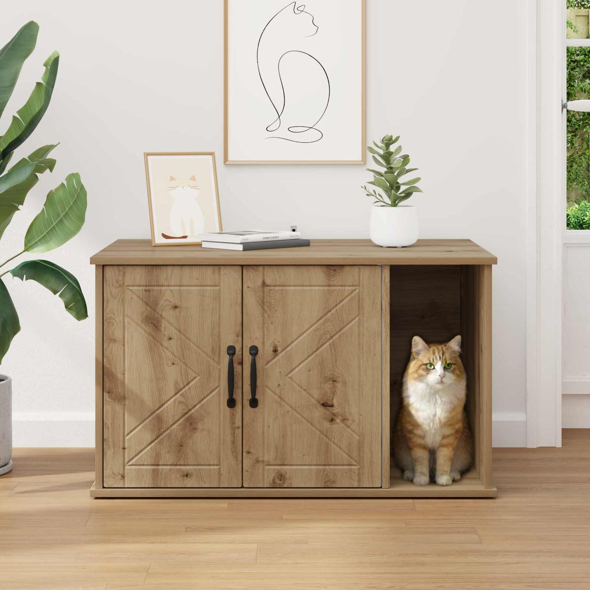 Cat House Artisian Oak 85 x 55 x 50 cm Engineered Wood