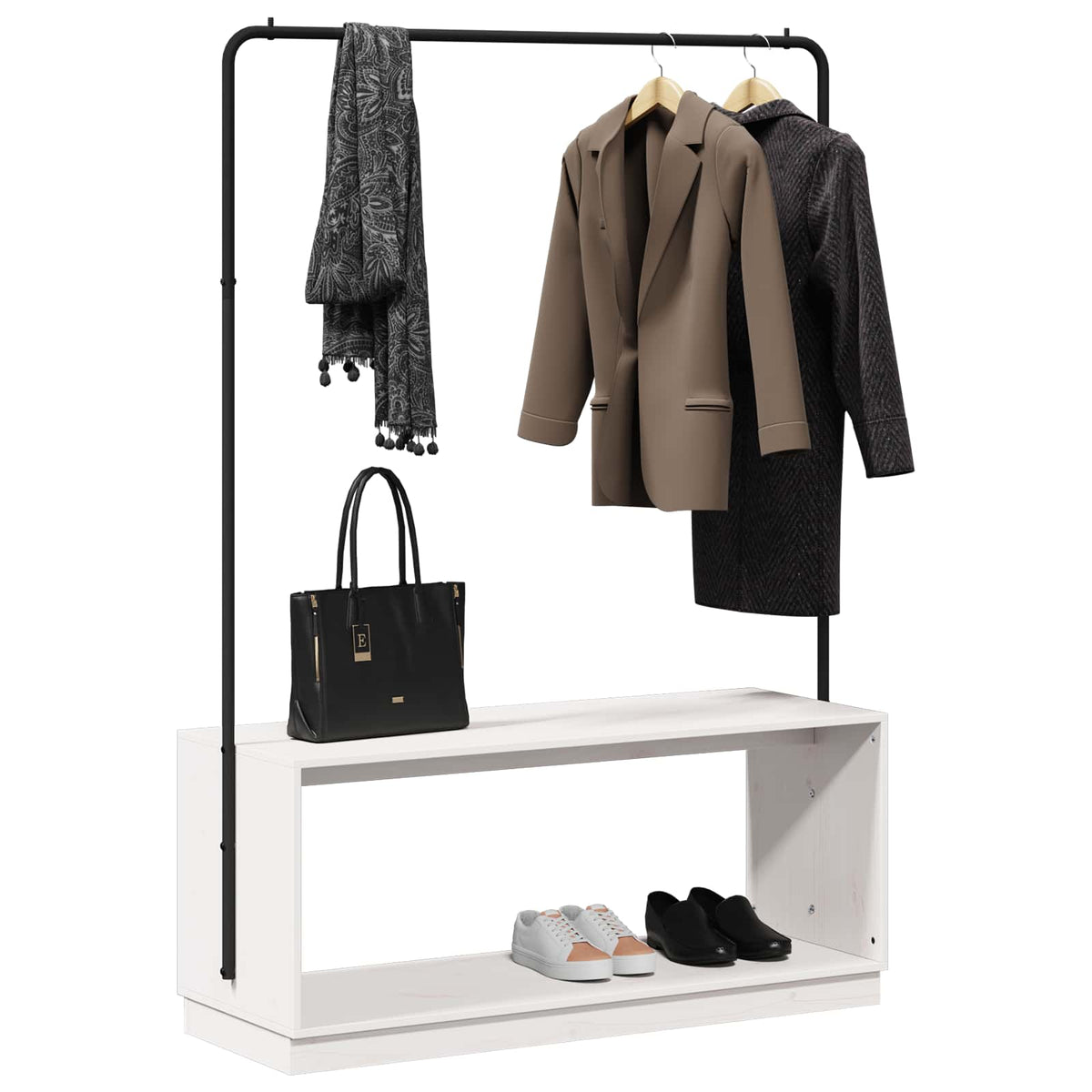 Clothes Rack with Storage White and Black 113 x 40 x 157.5 cm