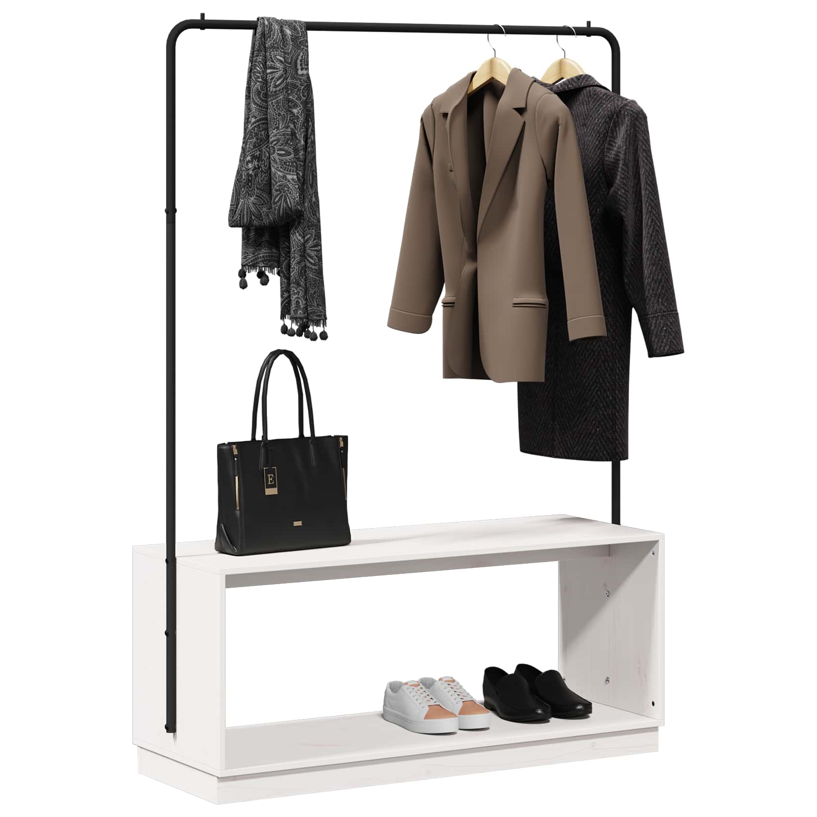 Clothes Rack with Storage White and Black 113 x 40 x 157.5 cm
