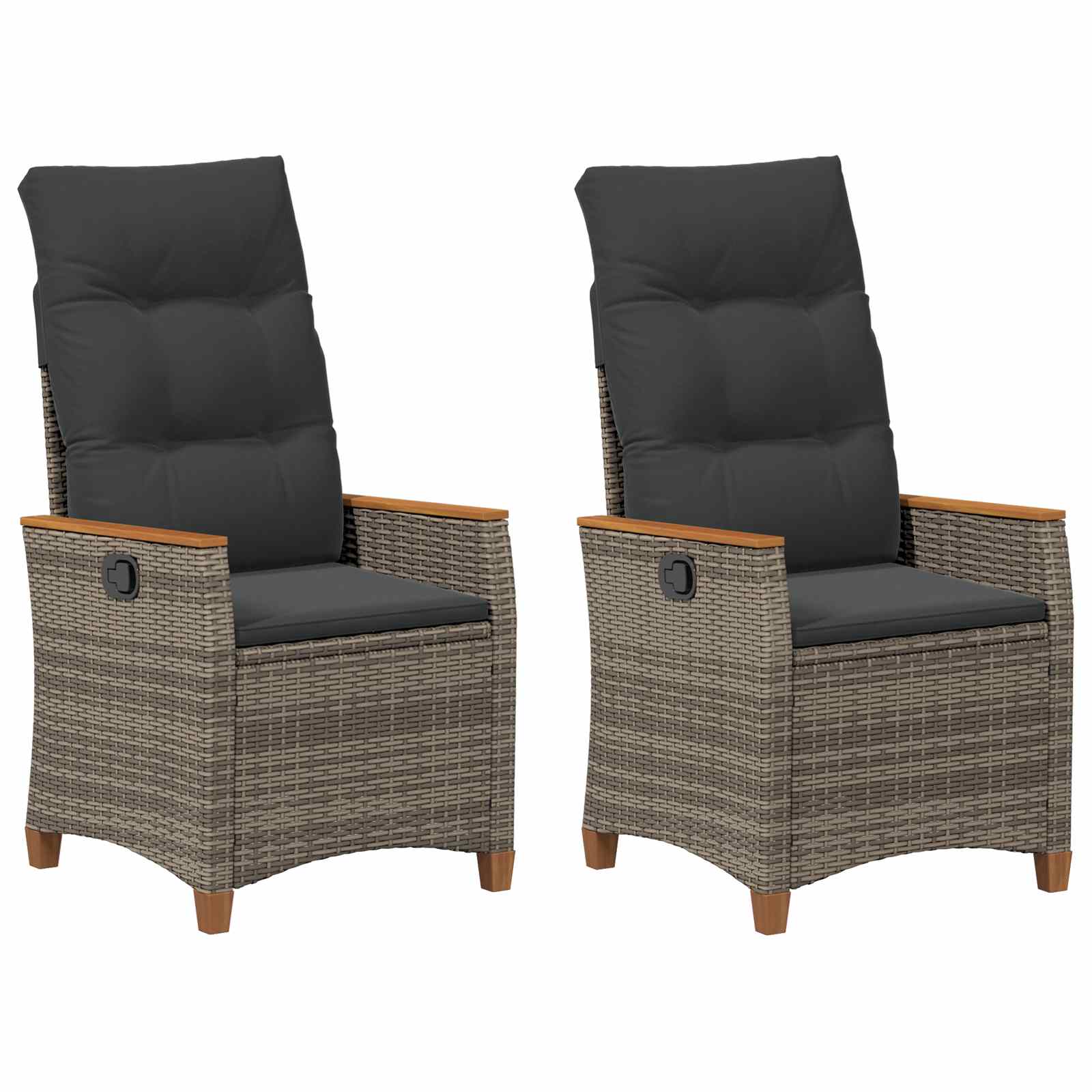 Reclining Garden Chair Grey and Dark Grey 64 x 57.5 x 112 cm