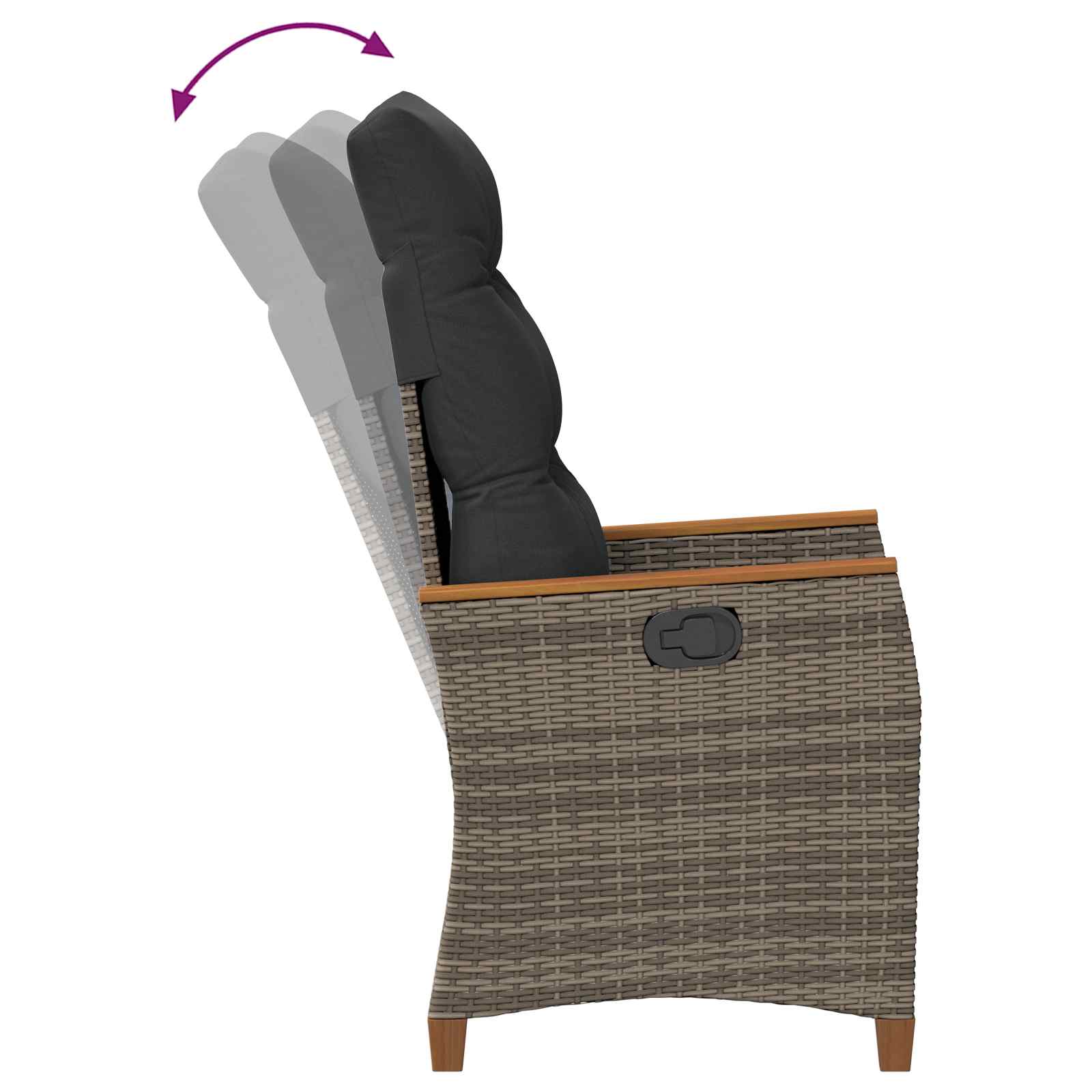 Reclining Garden Chair Grey and Dark Grey 64 x 57.5 x 112 cm