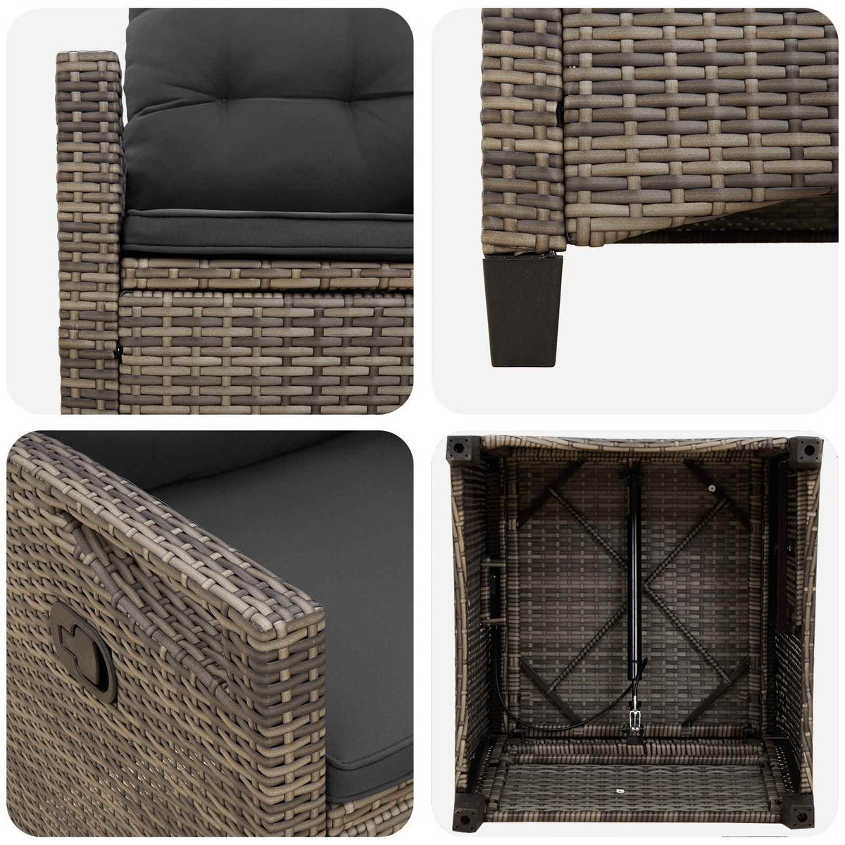 Garden Chair 2 pcs Grey and Dark Grey 56 x 60 x 112 cm