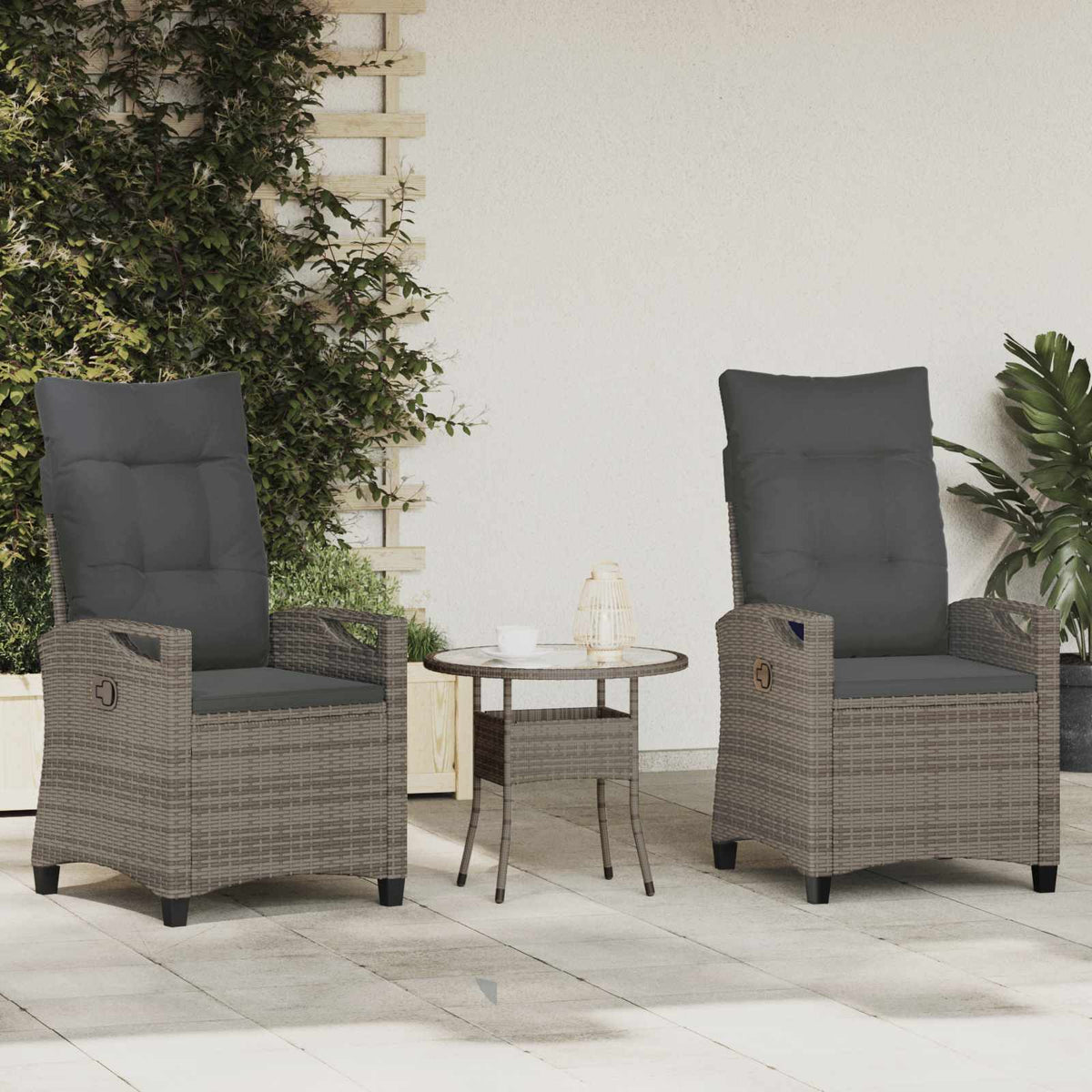 Garden Chair 2 pcs Grey and Dark Grey 56 x 60 x 112 cm
